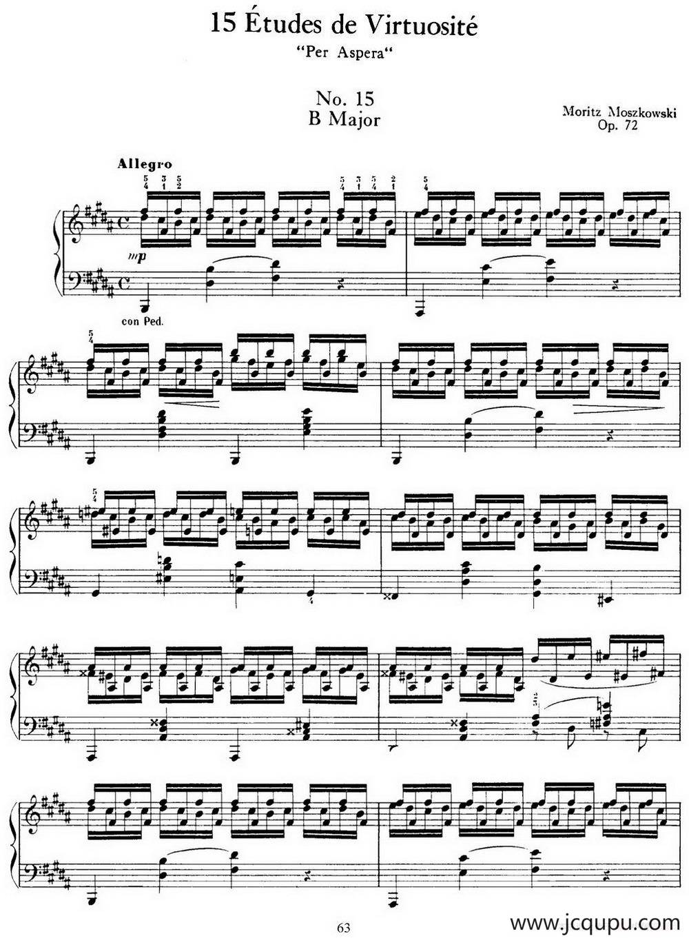 15 Etudes de Virtuosité Op.72 No.15（十五首钢琴练习曲之十五）简谱