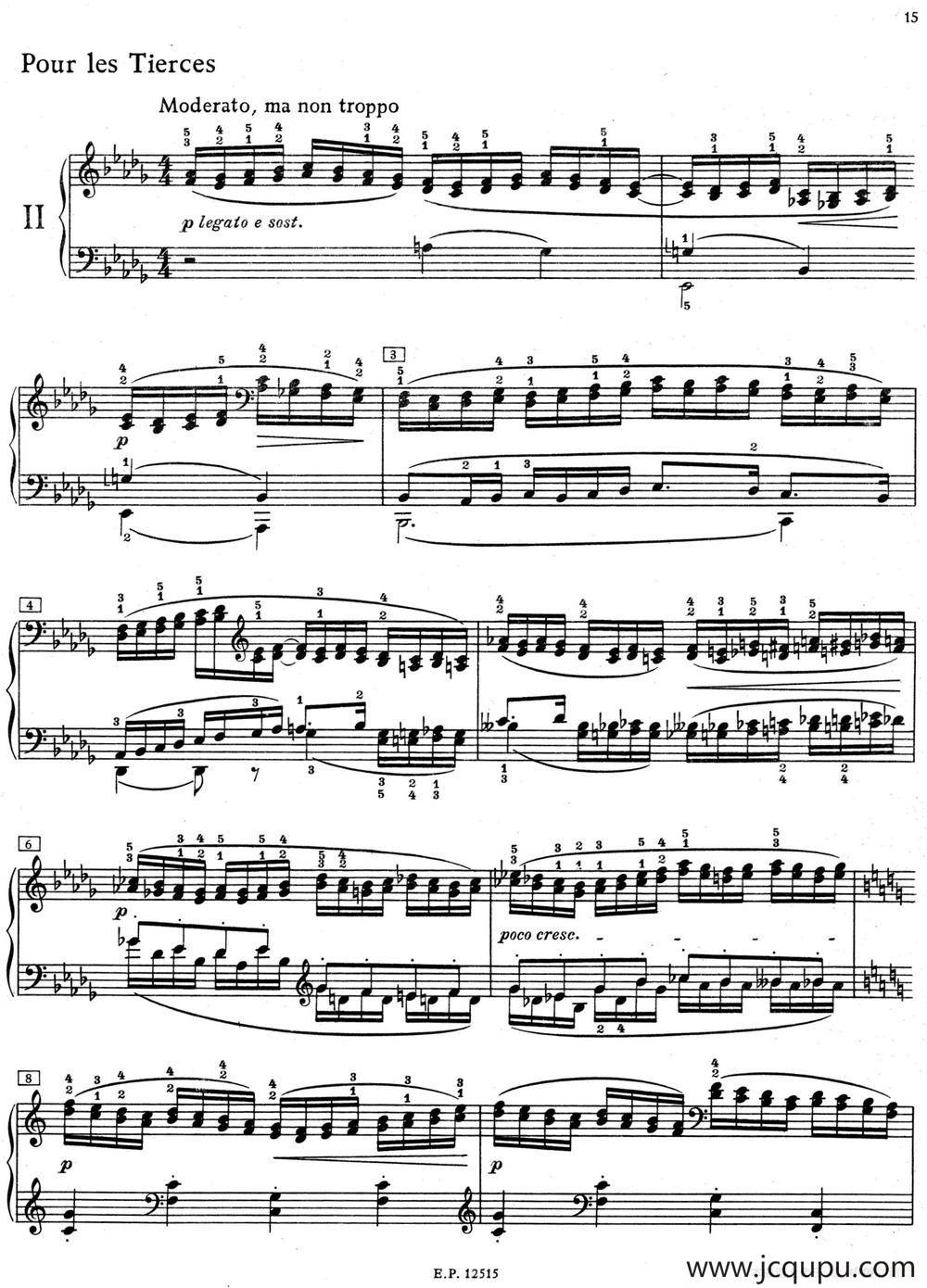 德彪西12首钢琴练习曲（2 三度练习v1.0 tierces）简谱