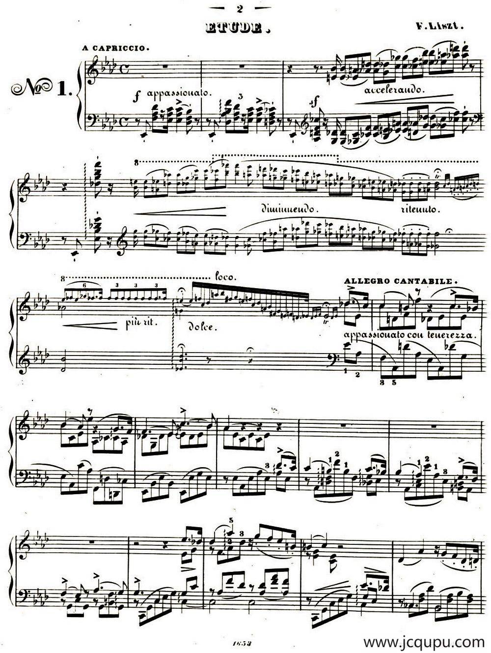 李斯特音乐会练习曲 S144（1 悲歌 降A大调 S144 Il）简谱