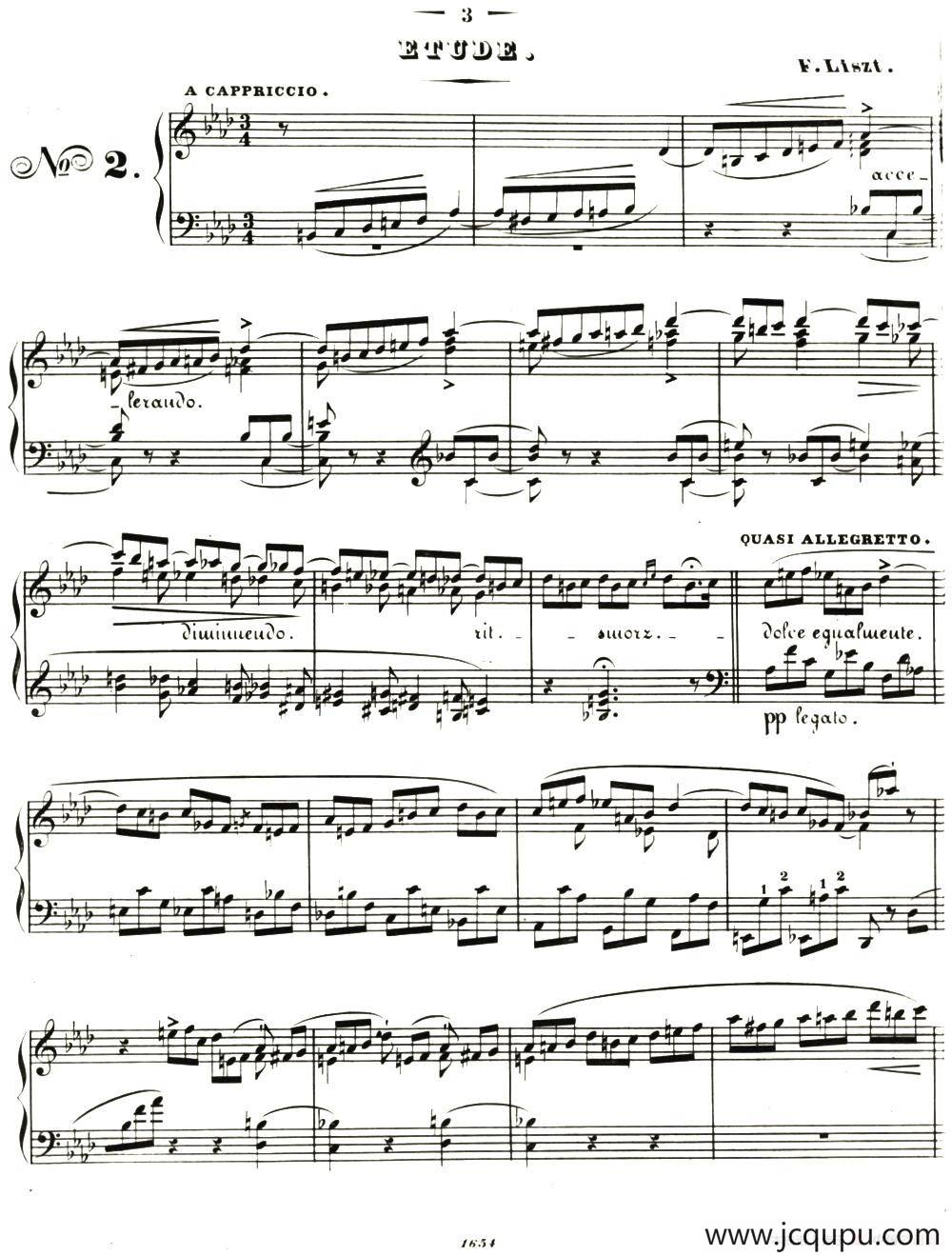 李斯特音乐会练习曲 S144（2 轻盈 f小调 S144 La leggierezza F minor）简谱