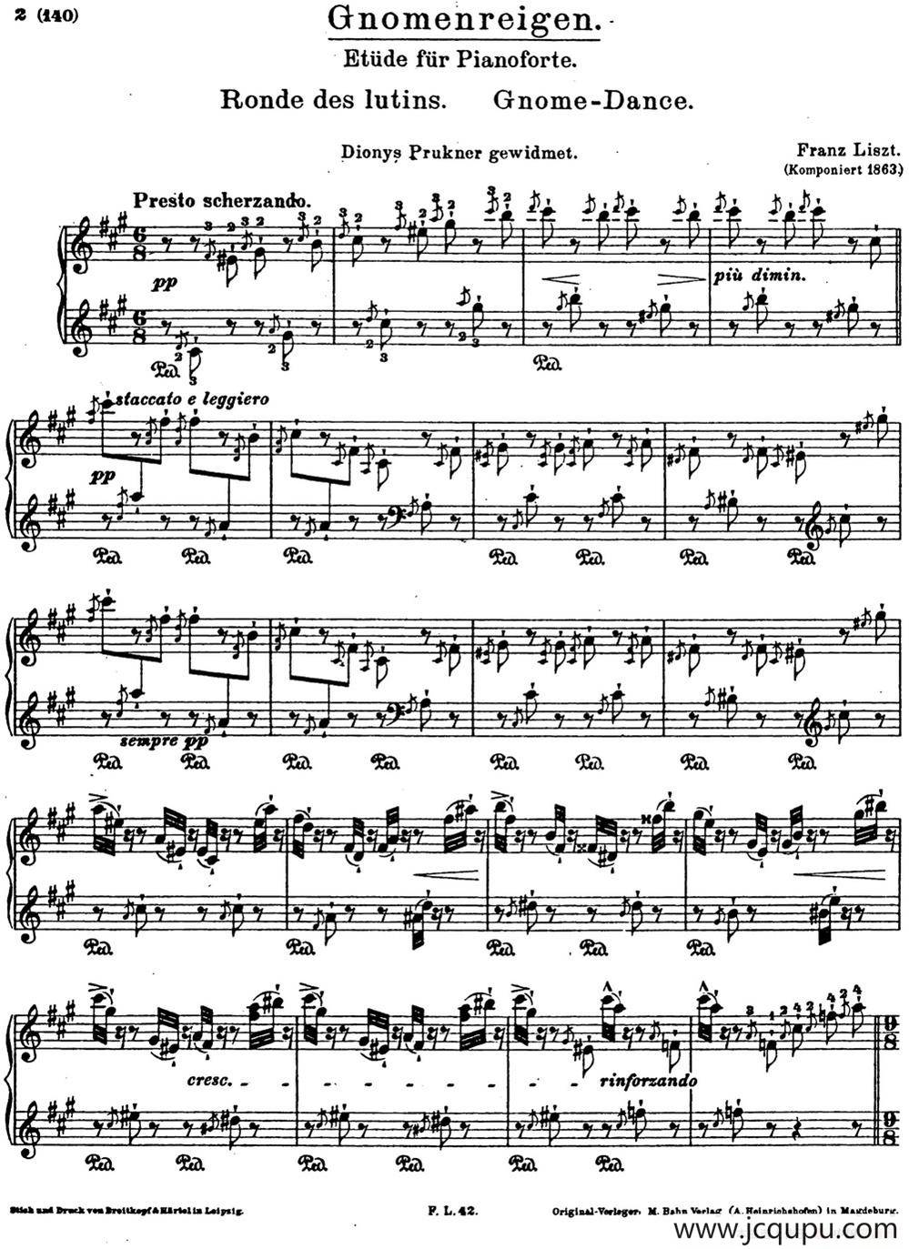 李斯特音乐会练习曲 S145（1 S145 森林的呼啸 Waldesrauschen）简谱