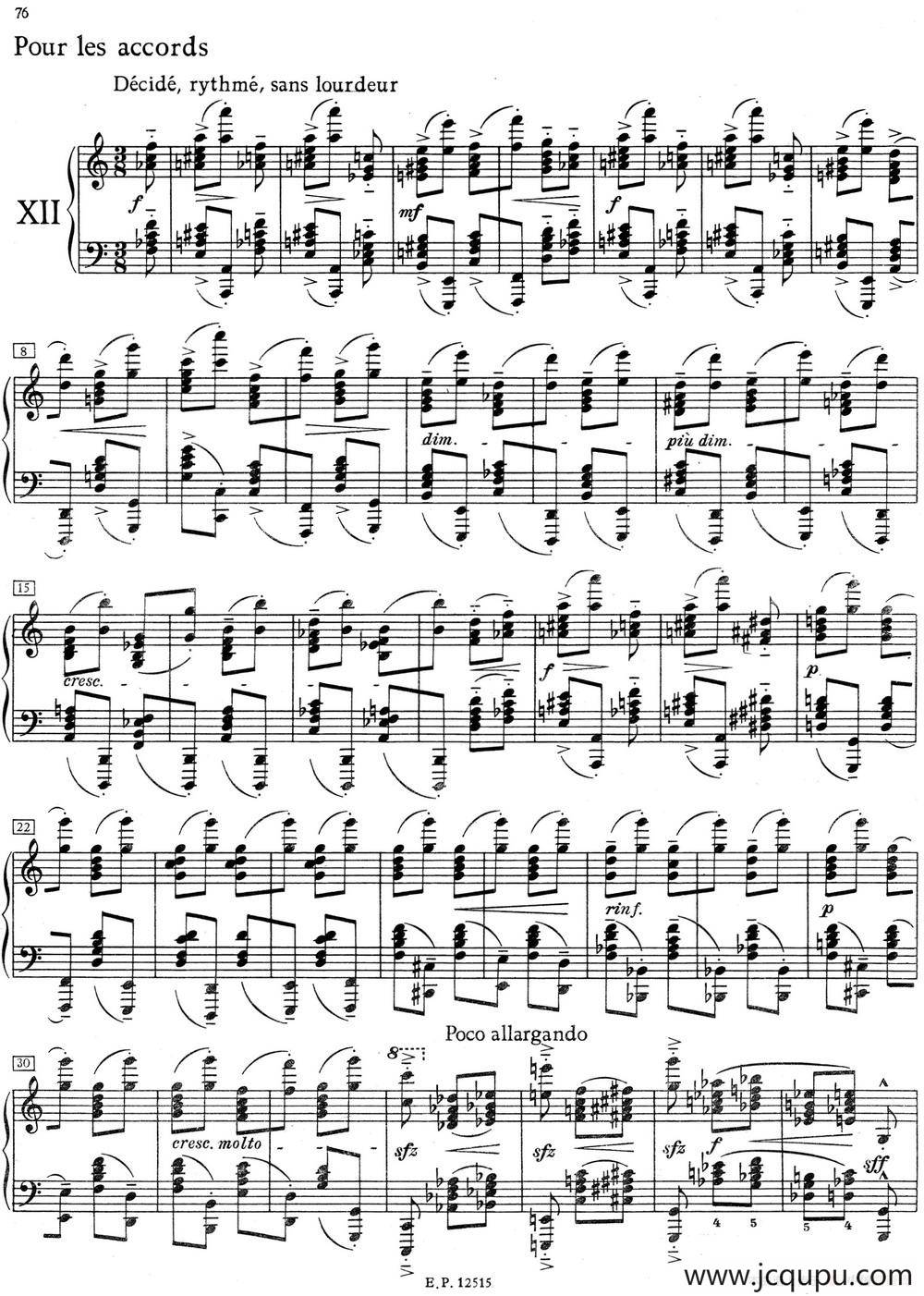 德彪西12首钢琴练习曲（12 和弦练习v1.0 accords）简谱