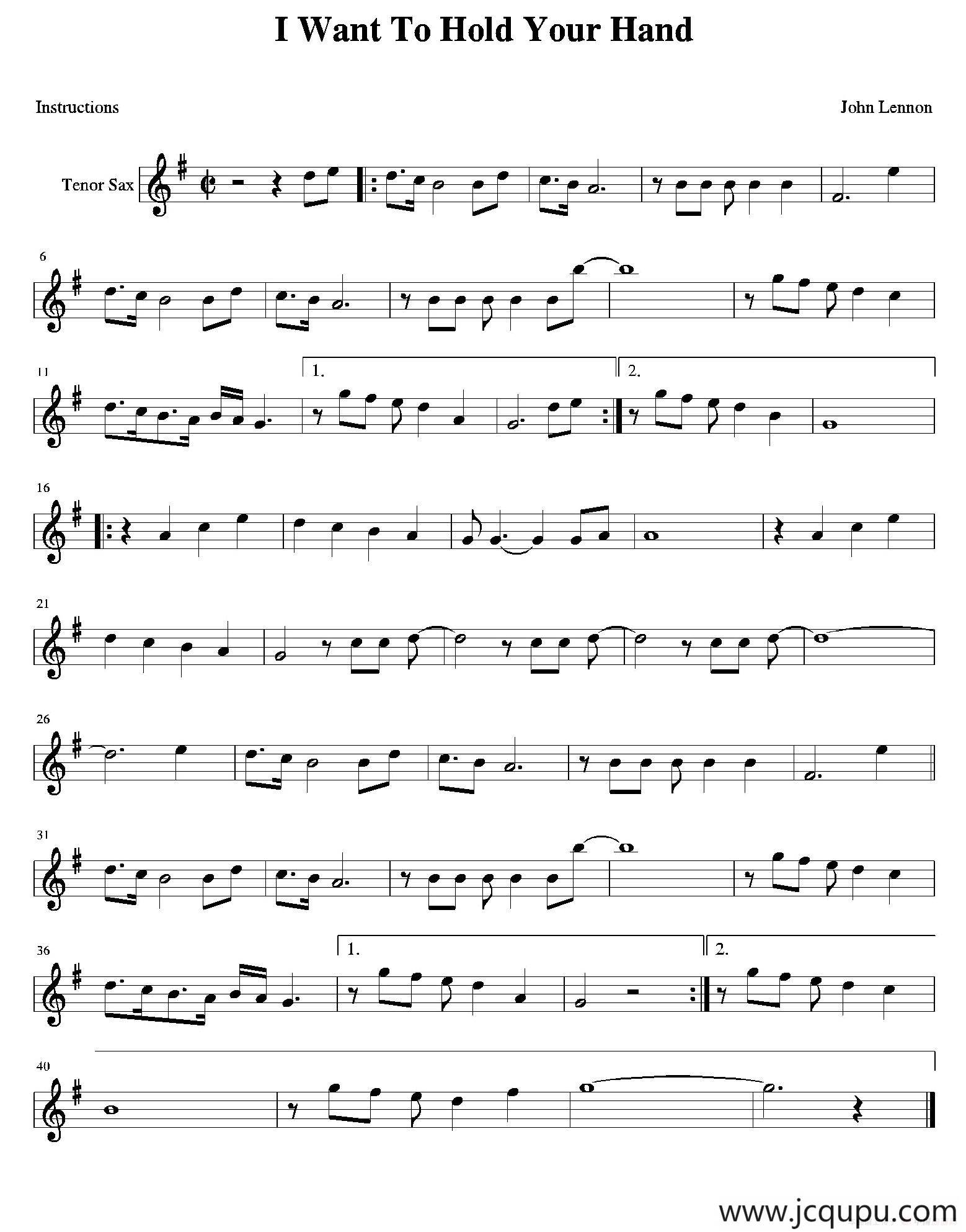 I Want To Hold Your Hand简谱