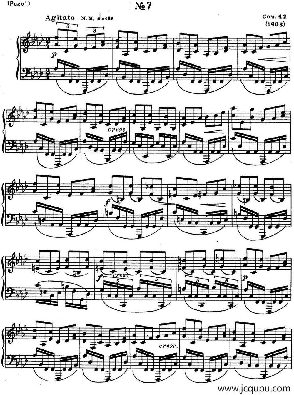 斯克里亚宾8首钢琴练习曲 Op42（No.7 Alexander Scriabin Etudes）简谱