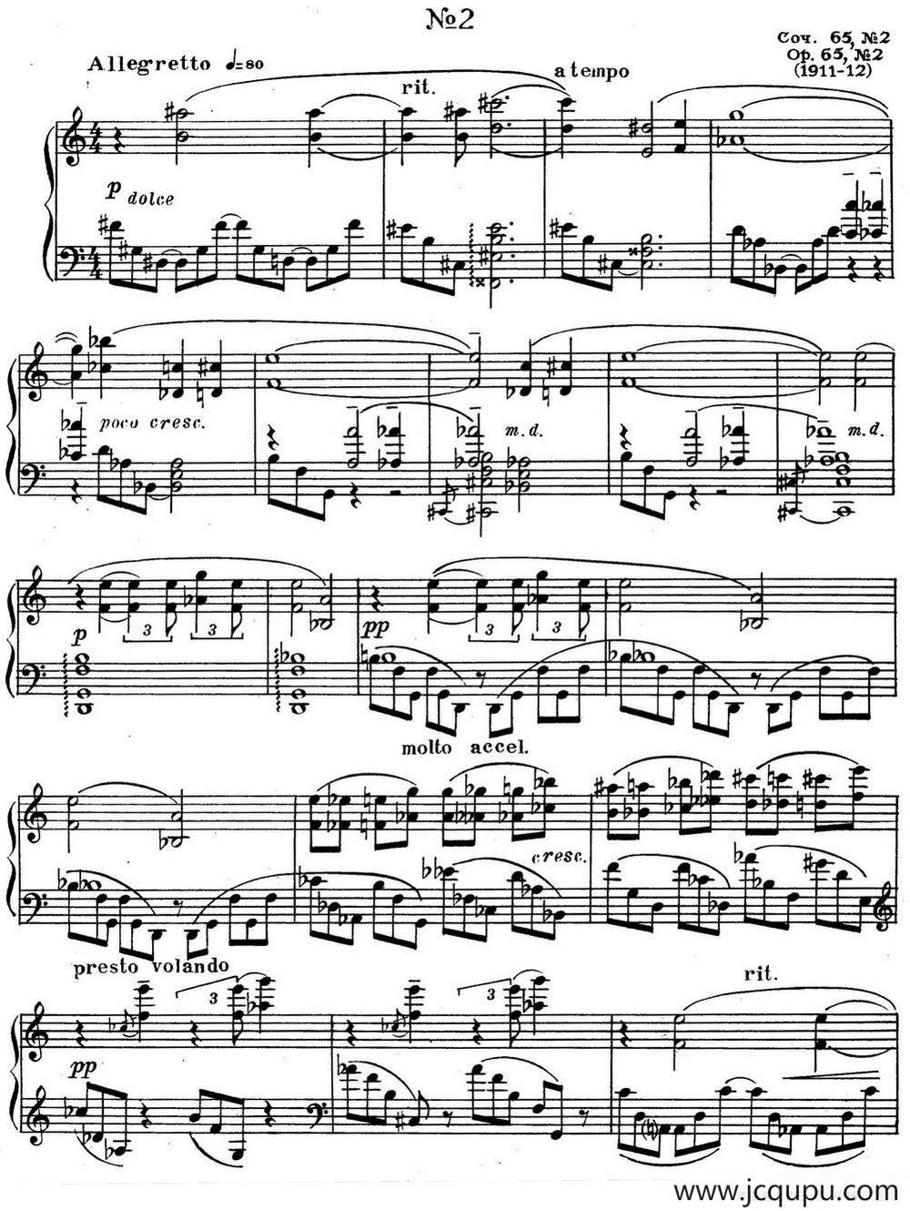 斯克里亚宾3首钢琴练习曲 Op65（No.2）简谱