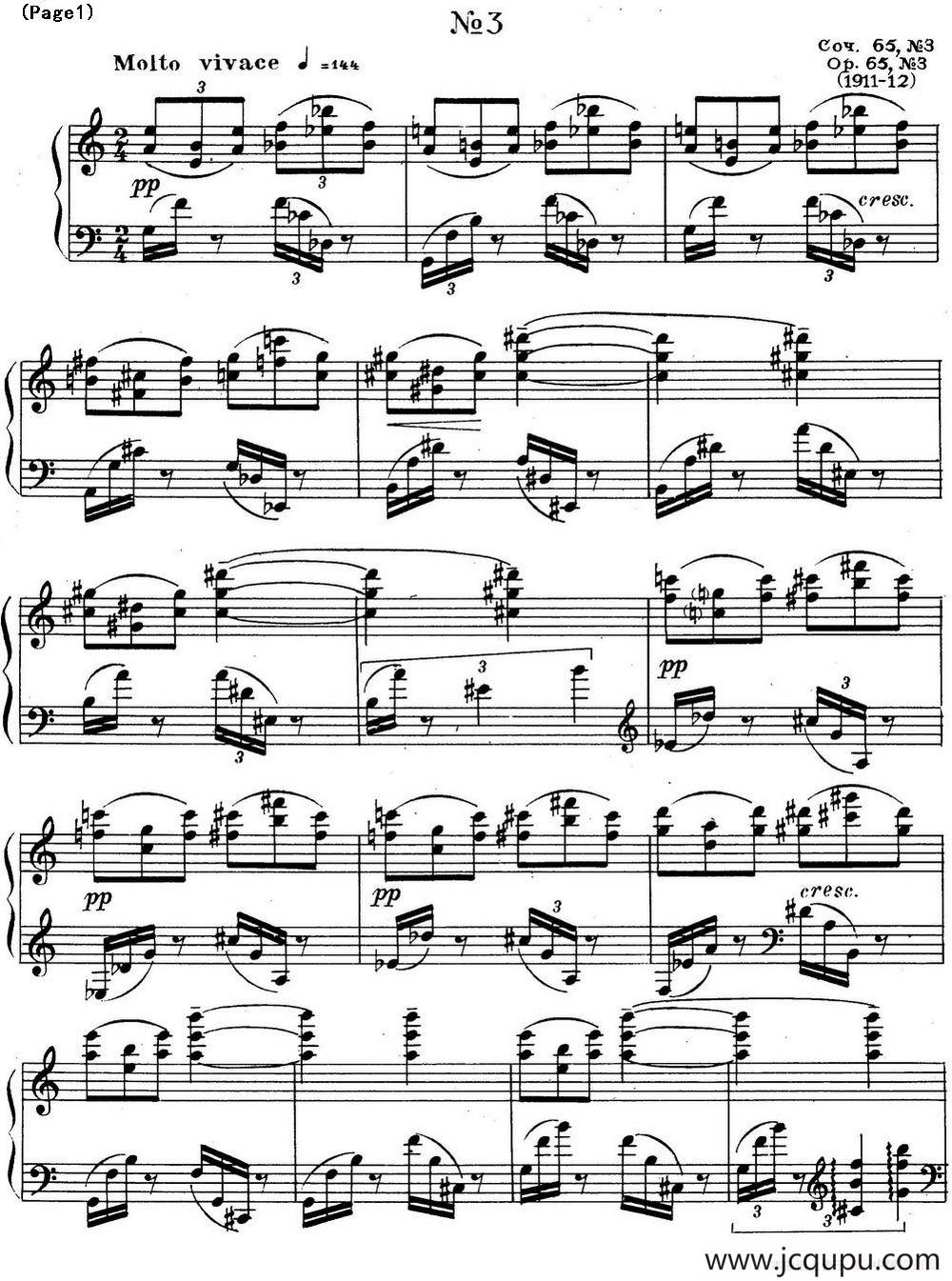 斯克里亚宾3首钢琴练习曲 Op65（No.3）简谱