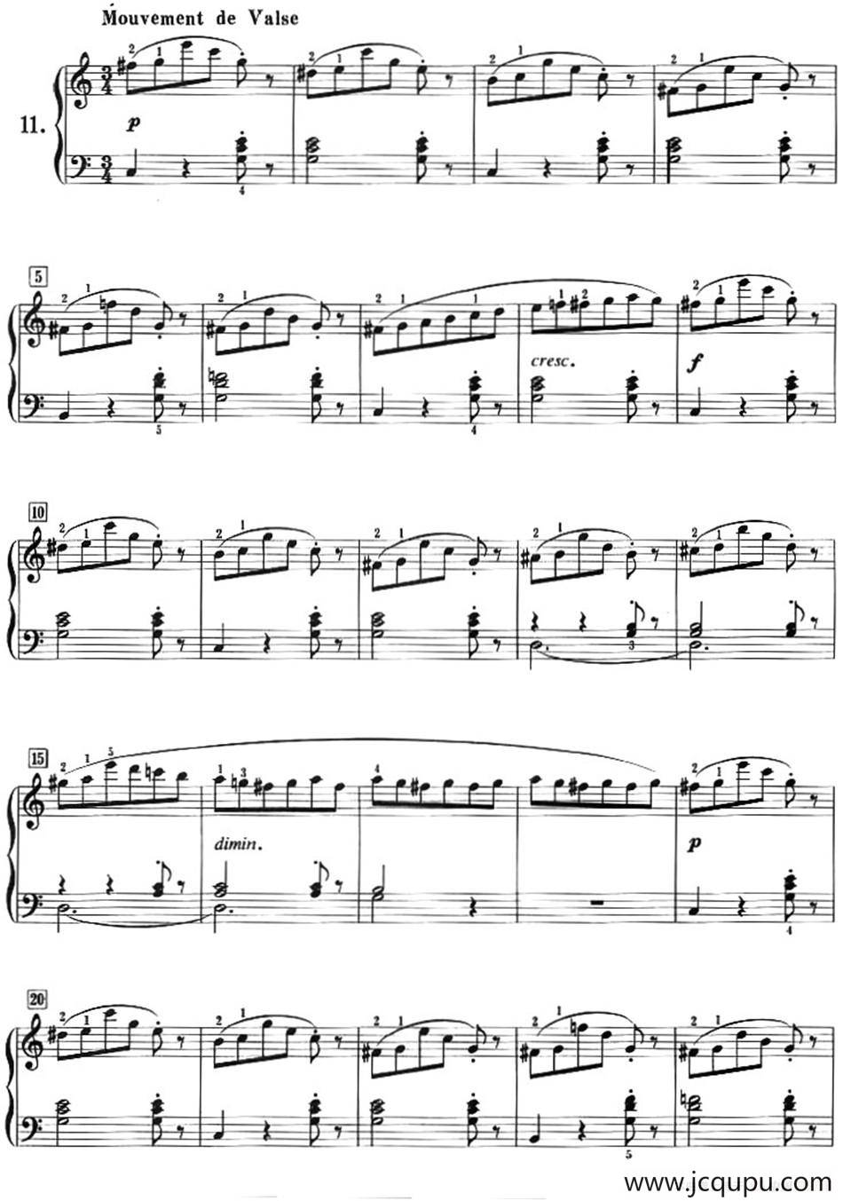 50首莱蒙钢琴练习曲 作品37（NO.11）简谱