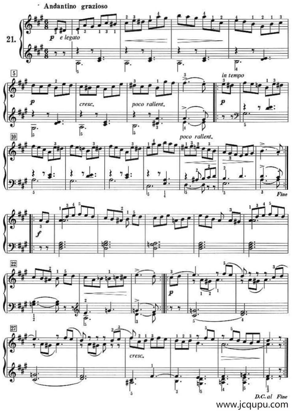 50首莱蒙钢琴练习曲 作品37（NO.21）简谱