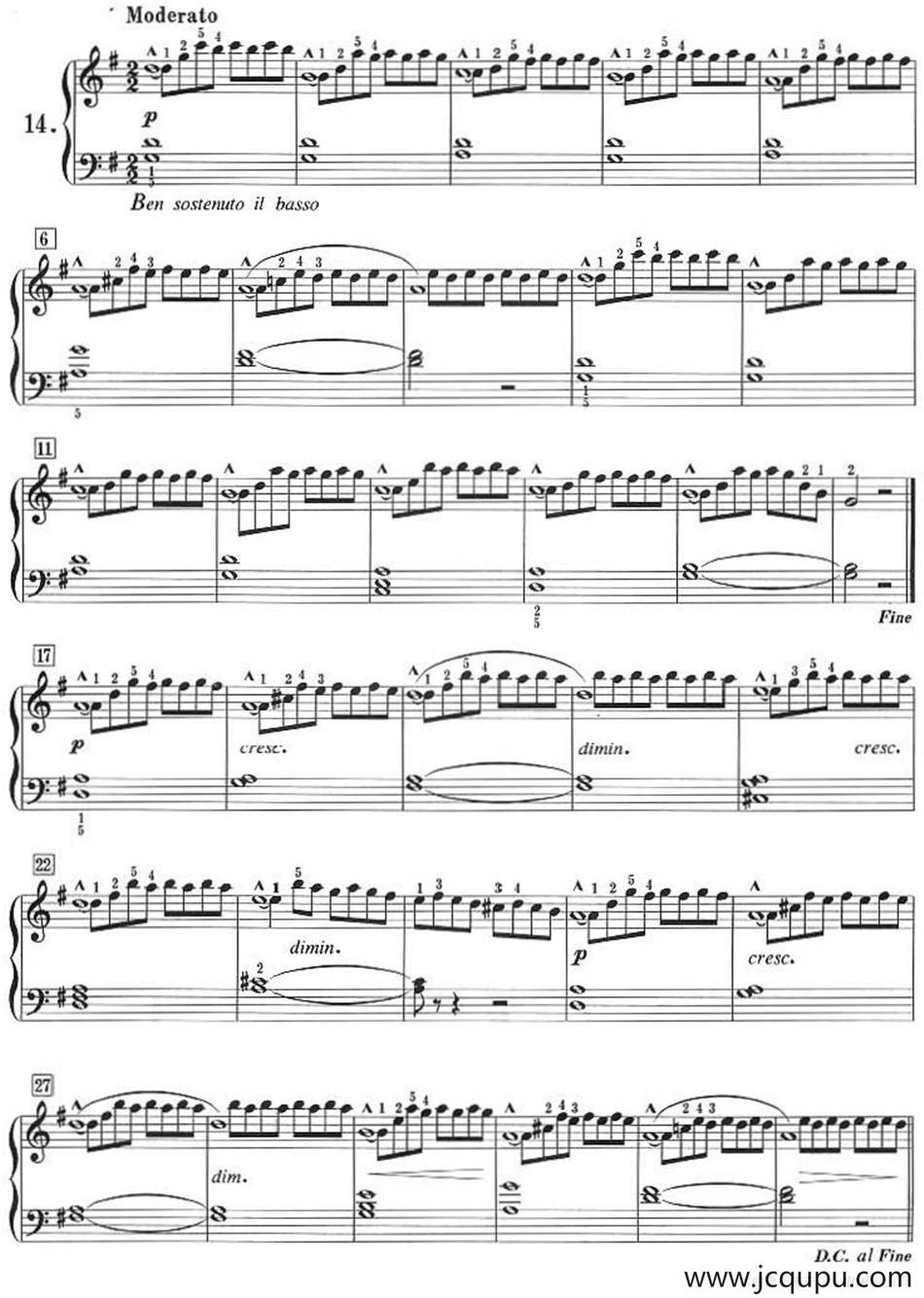 50首莱蒙钢琴练习曲 作品37（NO.14）简谱