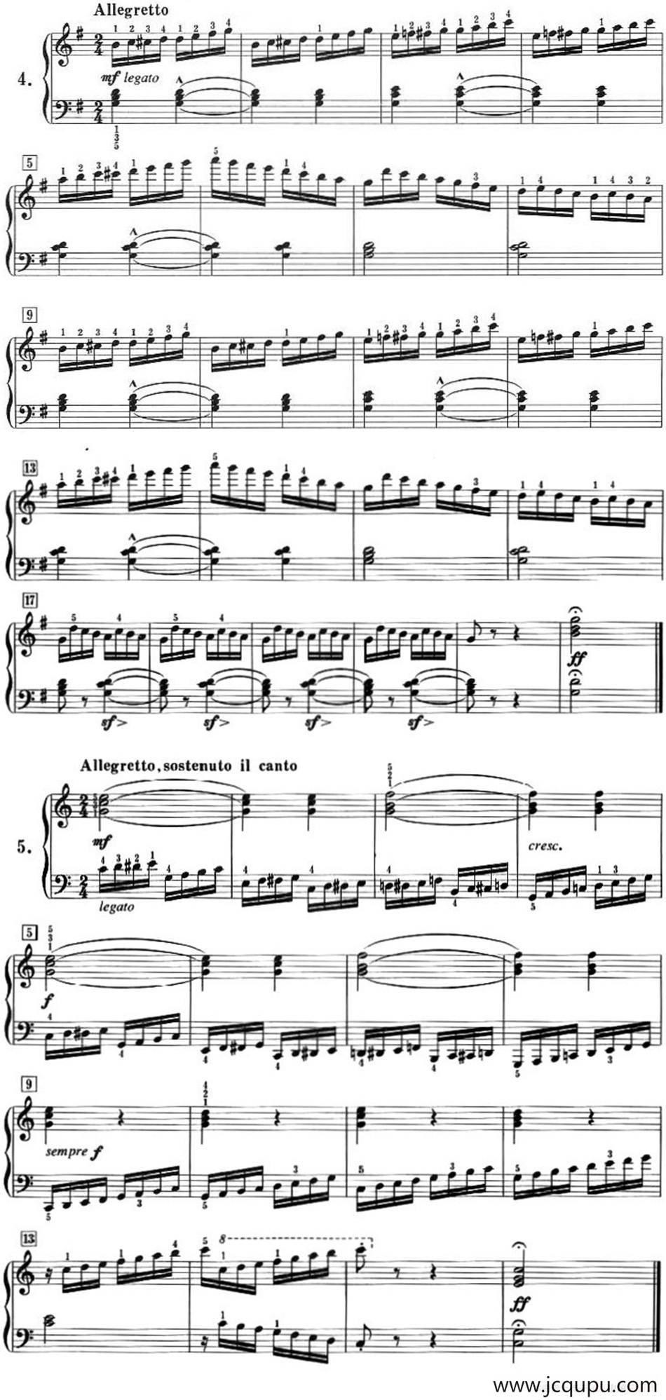 50首莱蒙钢琴练习曲 作品37（NO.4-No.5）简谱