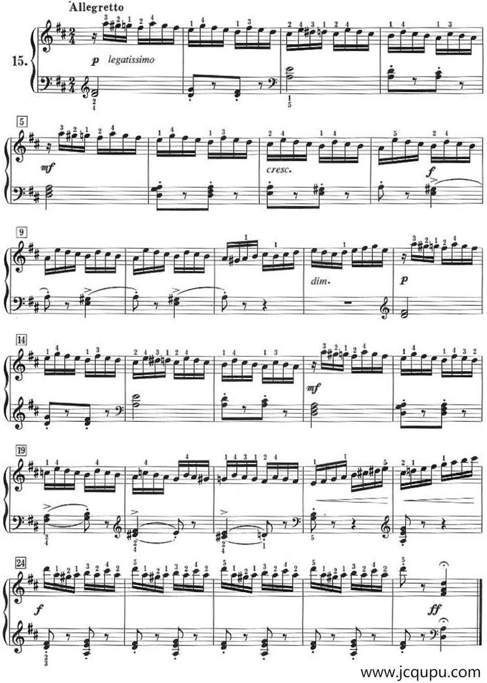 50首莱蒙钢琴练习曲 作品37（NO.15）简谱