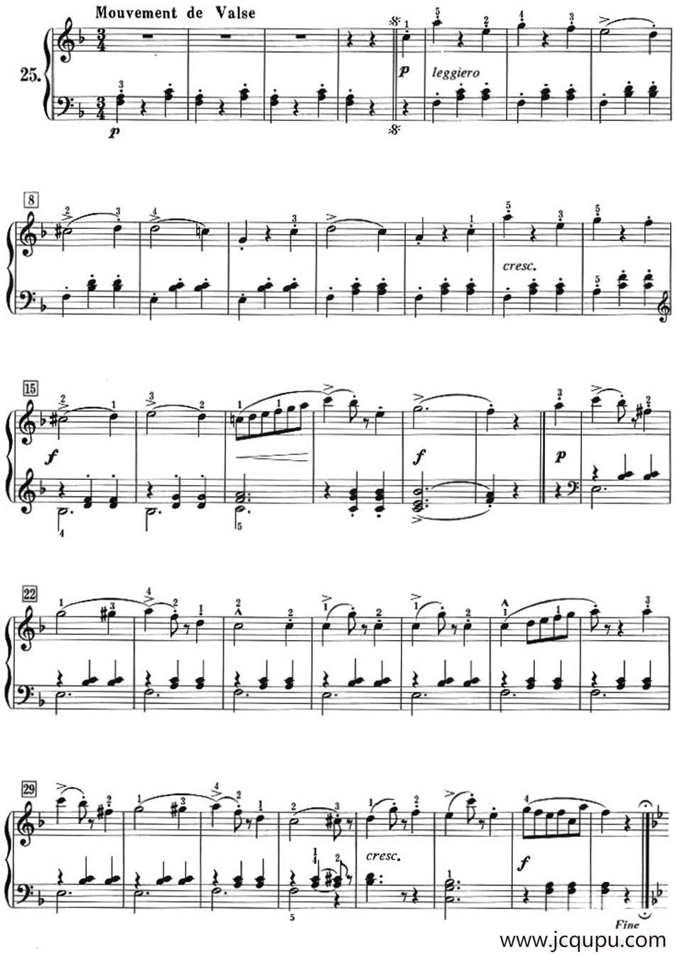 50首莱蒙钢琴练习曲 作品37（NO.25）简谱