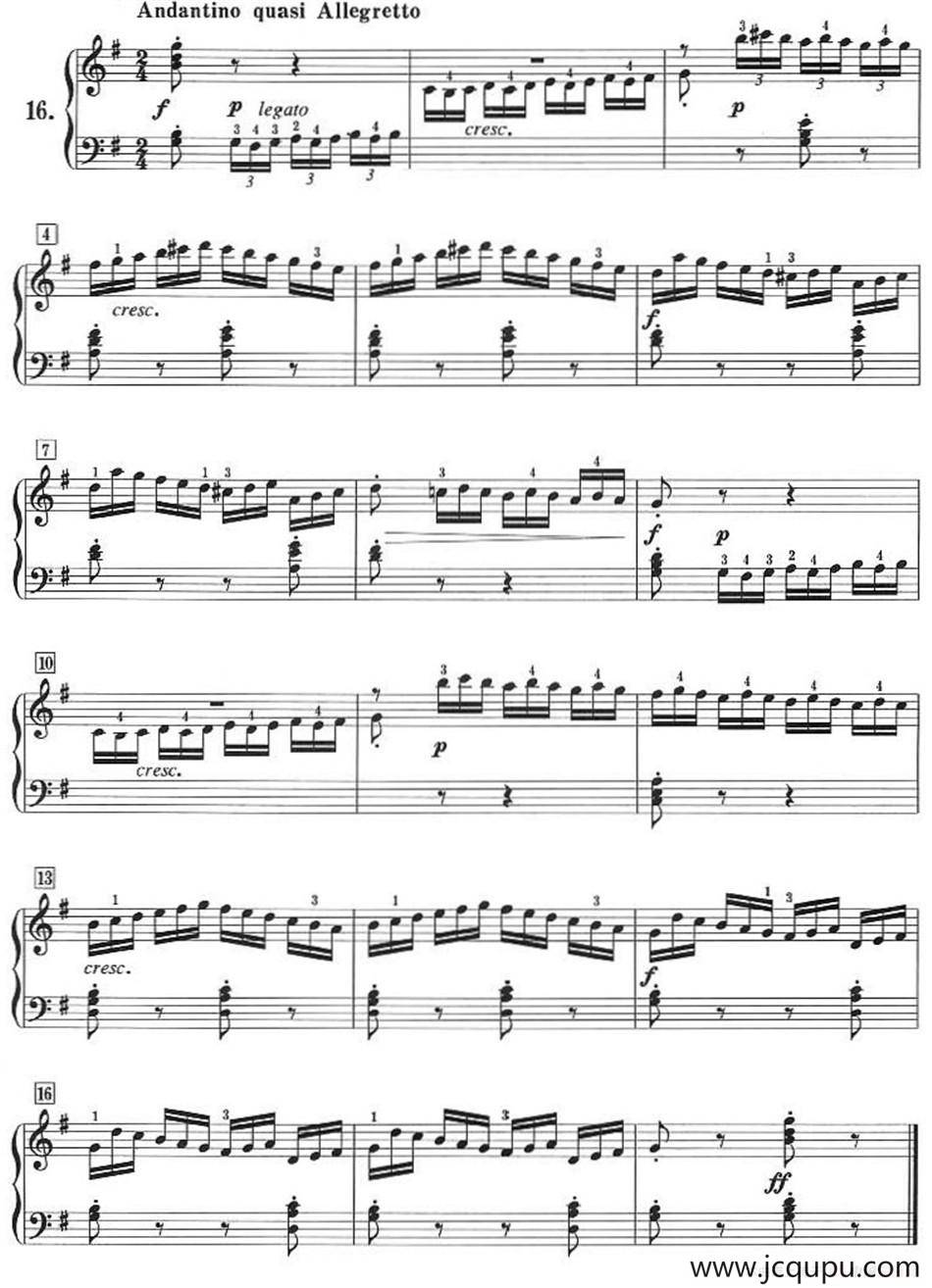 50首莱蒙钢琴练习曲 作品37（NO.16）简谱