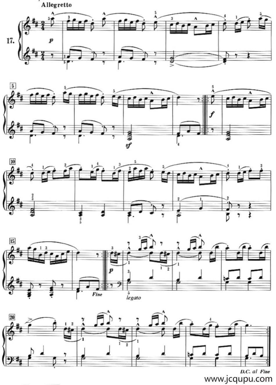 50首莱蒙钢琴练习曲 作品37（NO.17）简谱