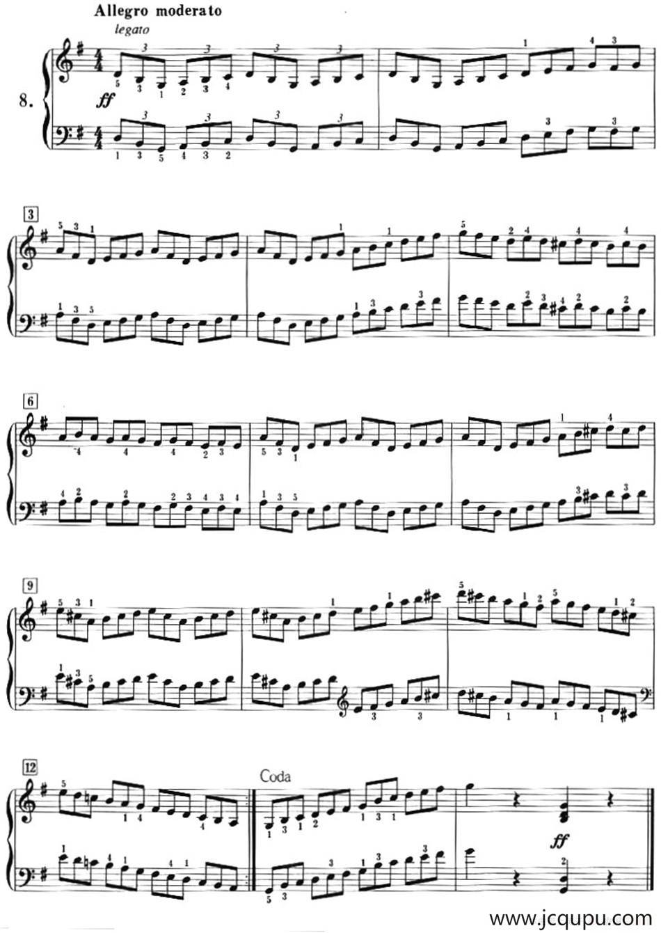 50首莱蒙钢琴练习曲 作品37（NO.8）简谱