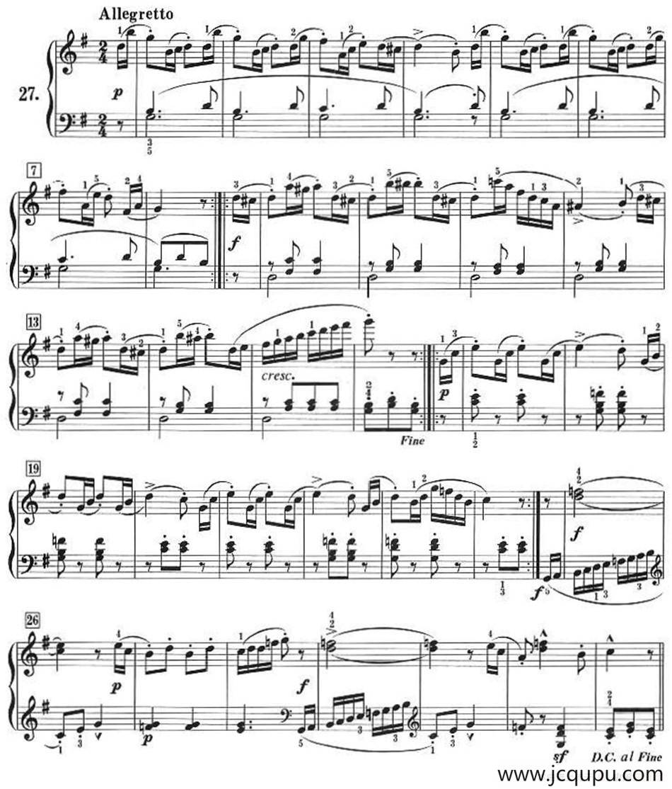 50首莱蒙钢琴练习曲 作品37（NO.27）简谱