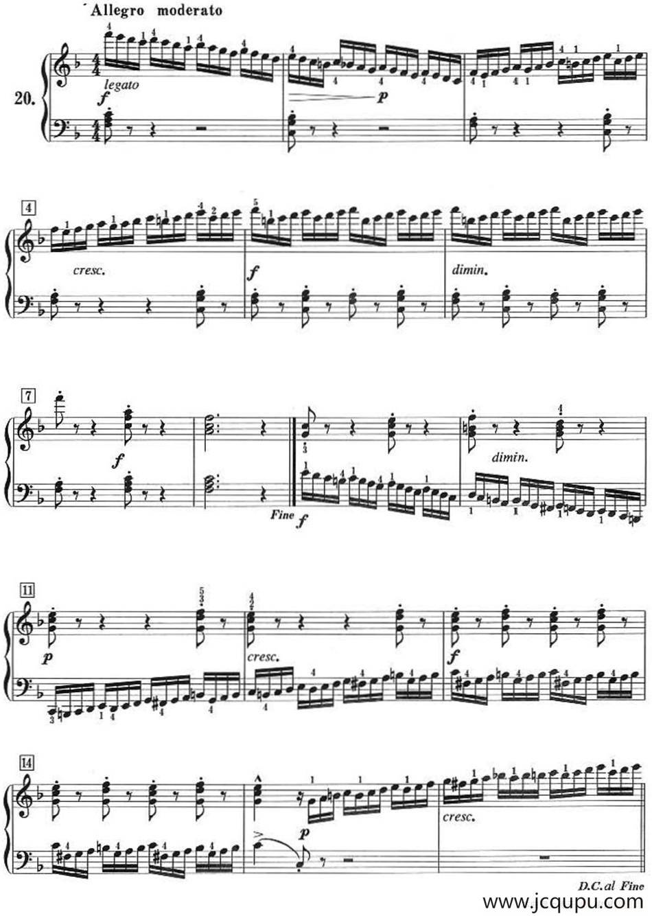 50首莱蒙钢琴练习曲 作品37（NO.20）简谱