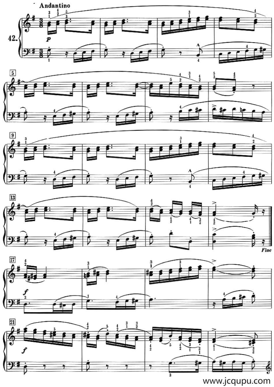 50首莱蒙钢琴练习曲 作品37（NO.42）简谱