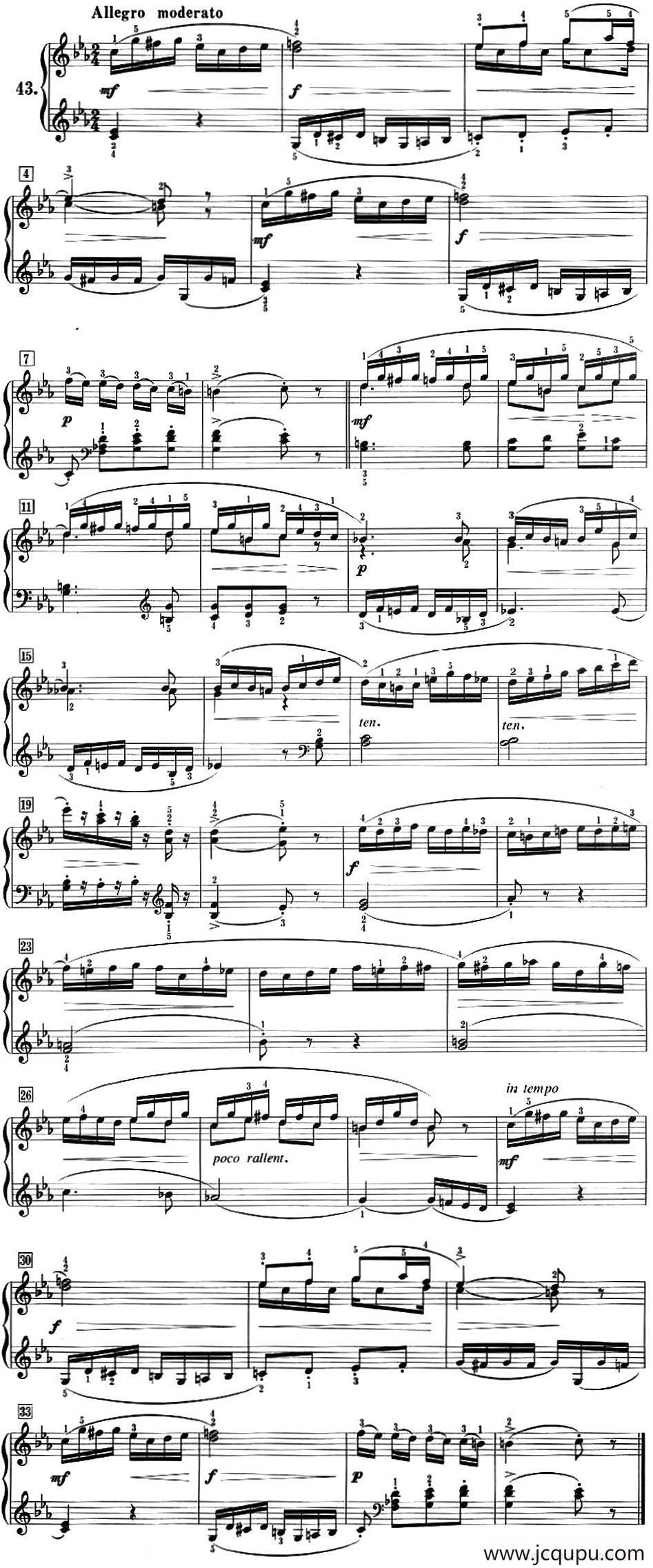 50首莱蒙钢琴练习曲 作品37（NO.43）简谱