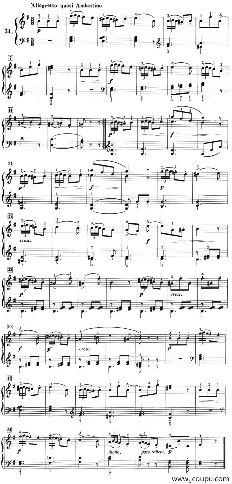 50首莱蒙钢琴练习曲 作品37（NO.34）简谱