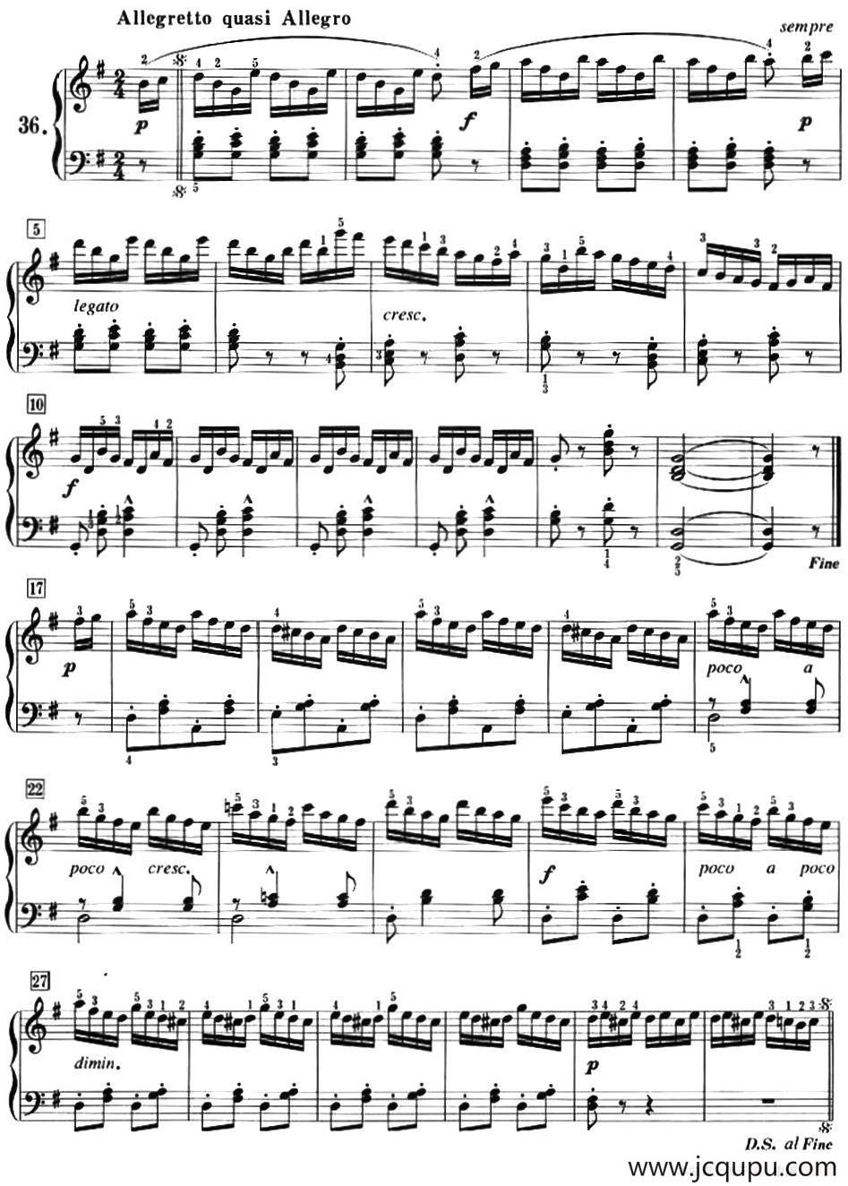 50首莱蒙钢琴练习曲 作品37（NO.36）简谱