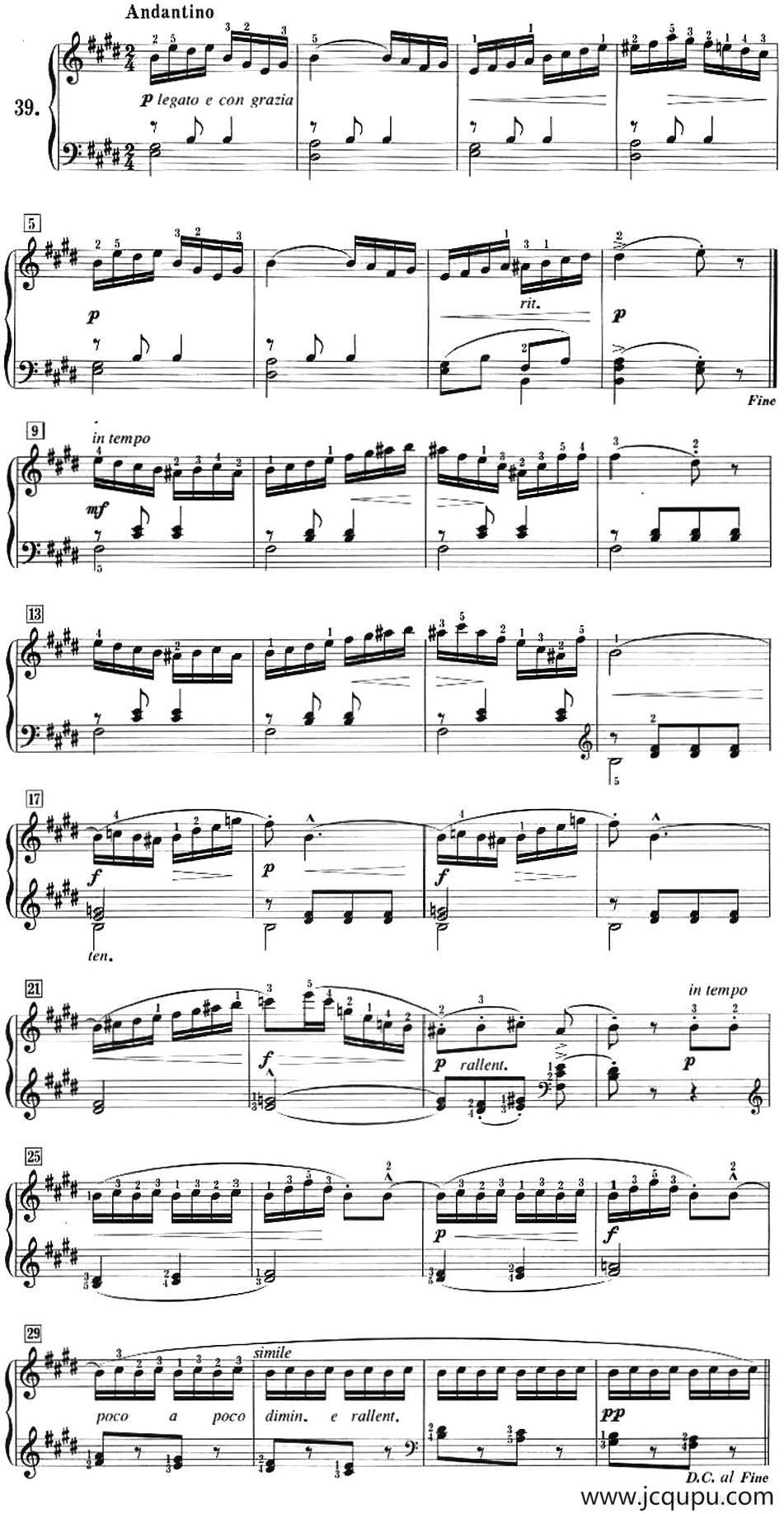 50首莱蒙钢琴练习曲 作品37（NO.39）简谱