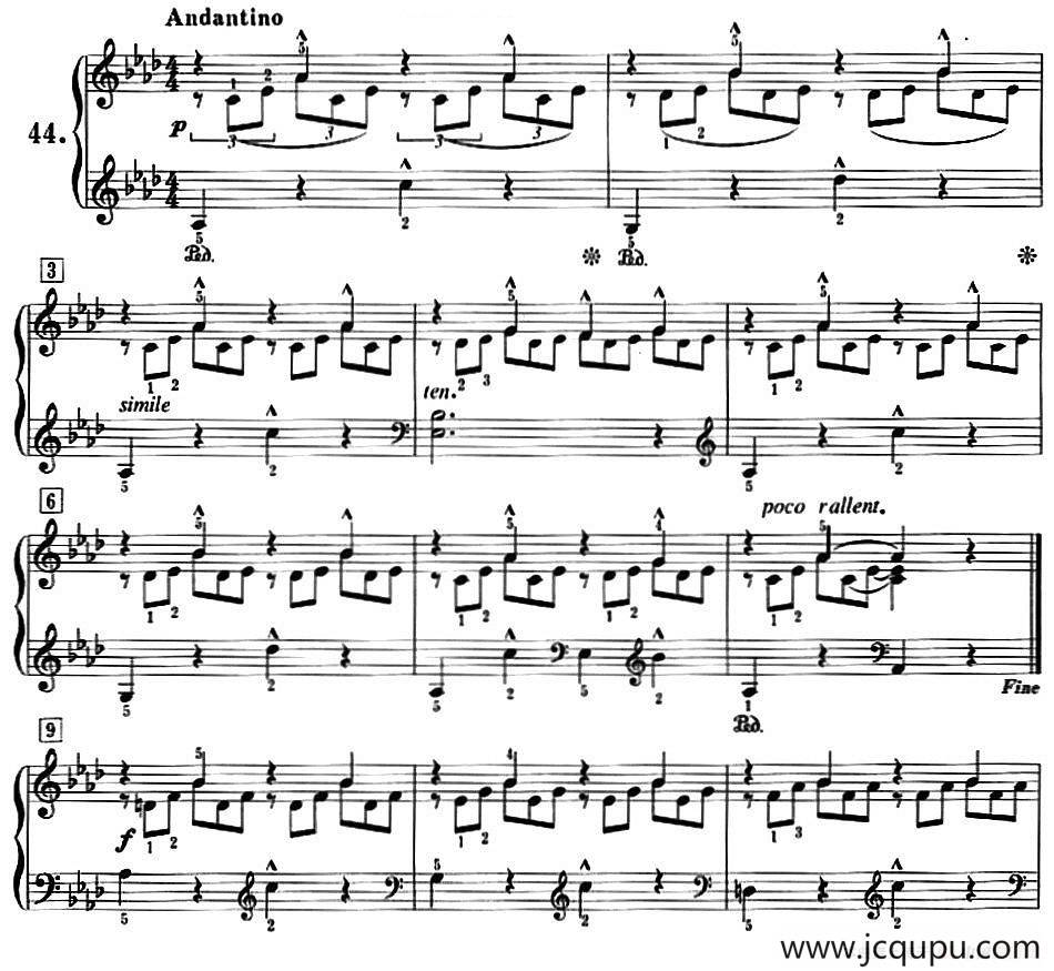 50首莱蒙钢琴练习曲 作品37（NO.44）简谱