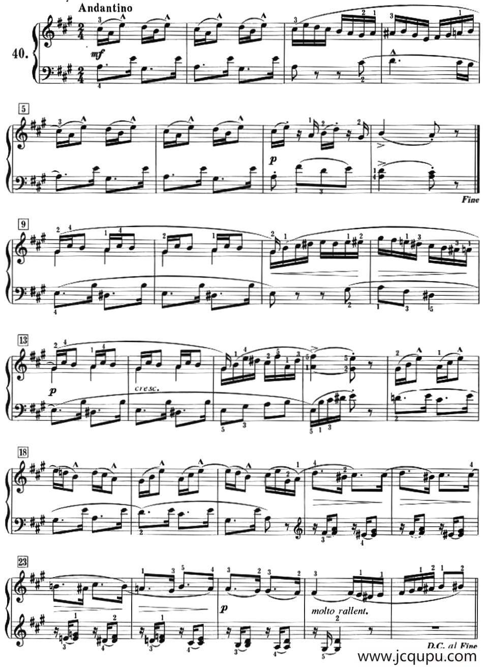 50首莱蒙钢琴练习曲 作品37（NO.40）简谱