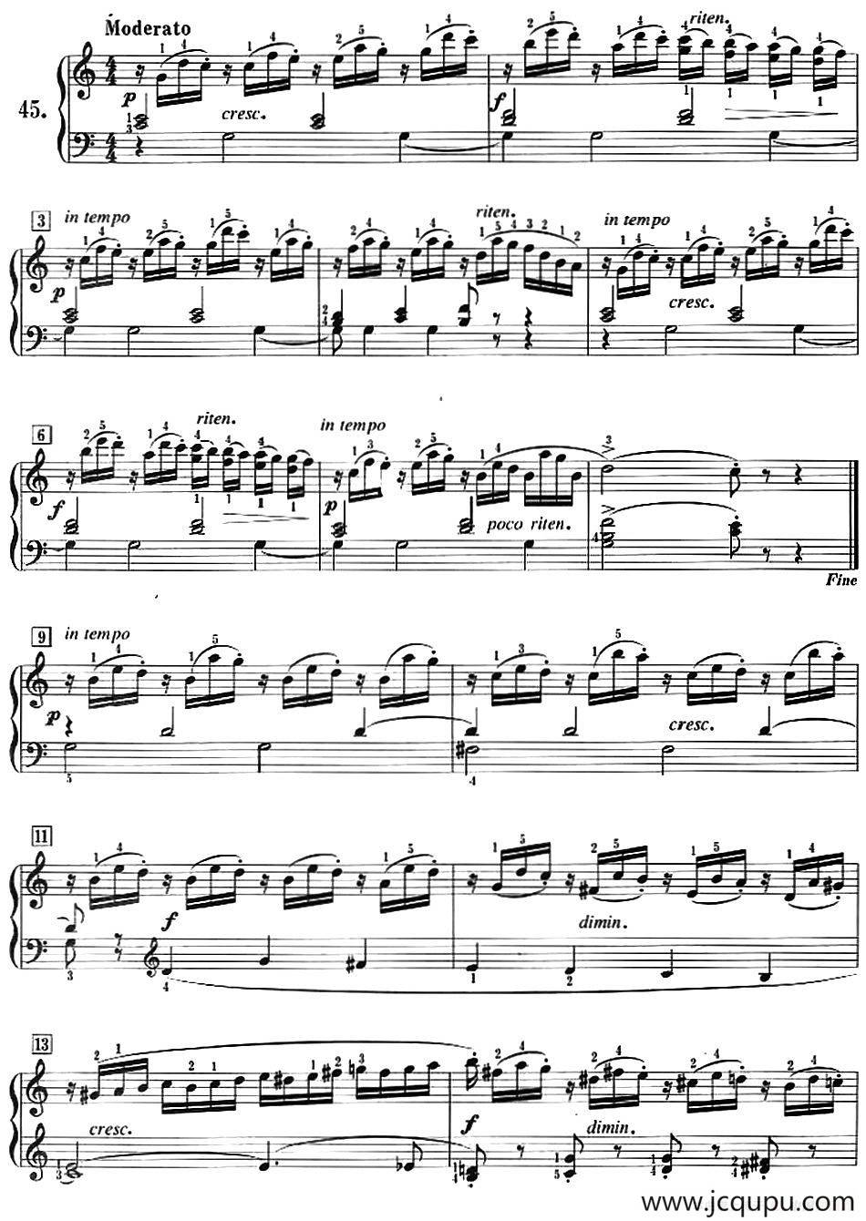 50首莱蒙钢琴练习曲 作品37（NO.45）简谱