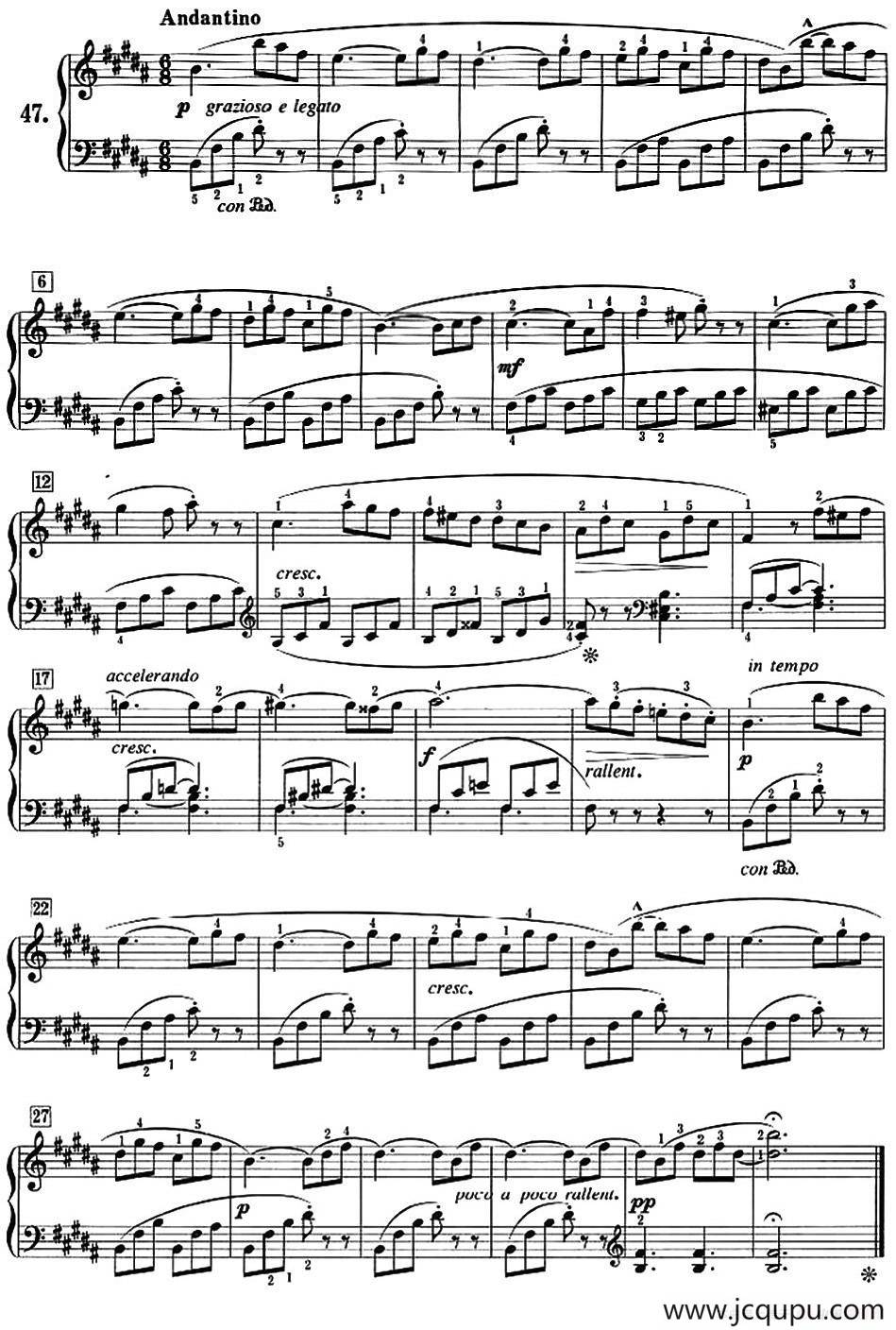 50首莱蒙钢琴练习曲 作品37（NO.47）简谱