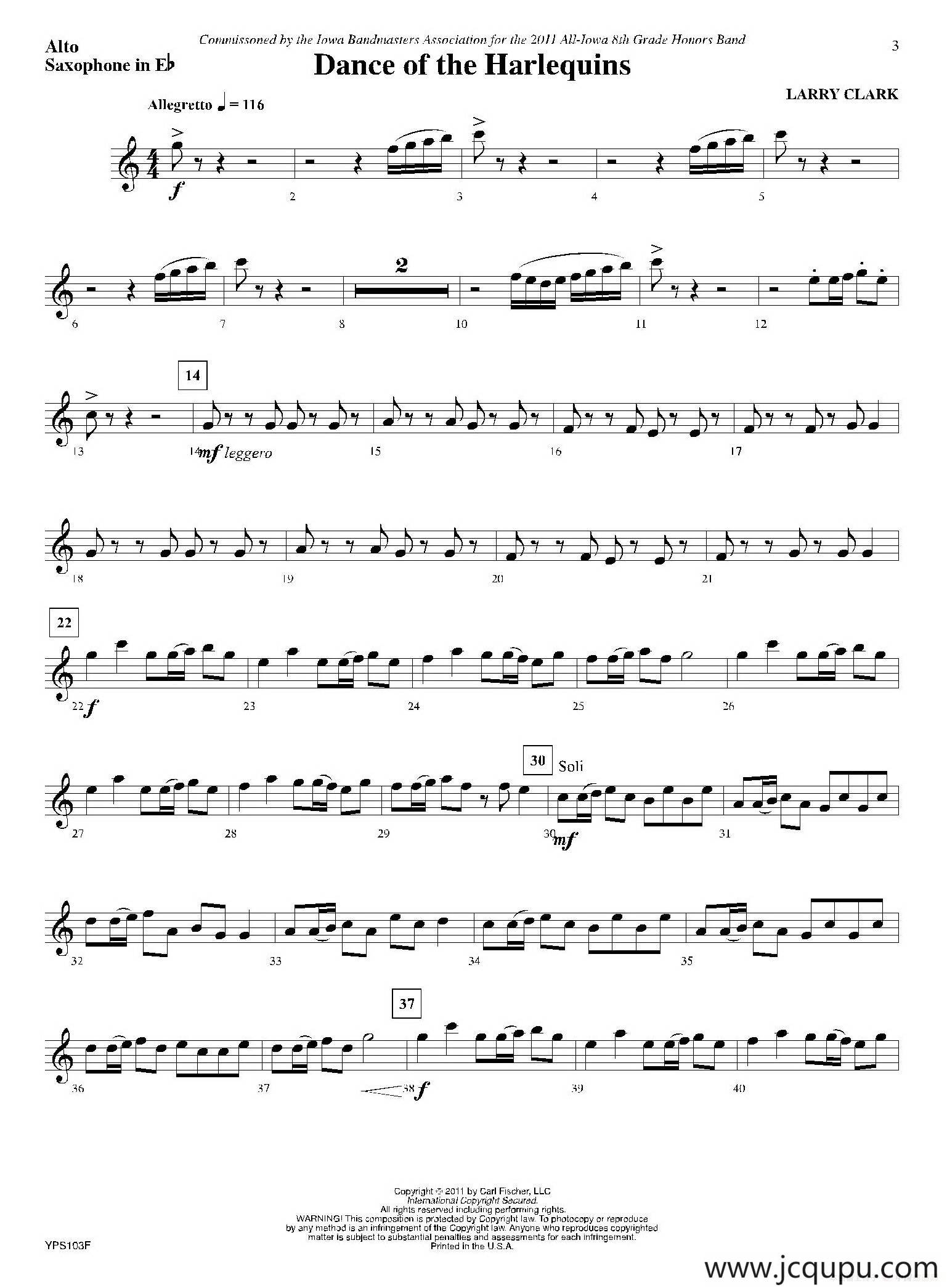 Dance of Harlequins（中音萨克斯分谱）简谱