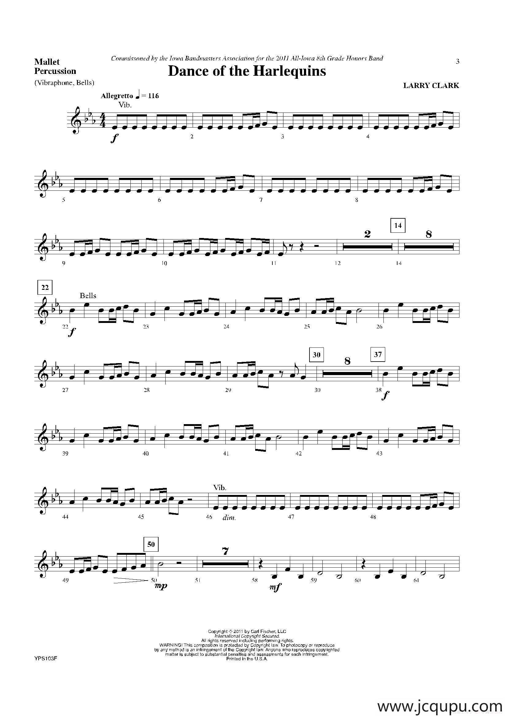 Dance of Harlequins（打击乐组Mlts分谱）简谱