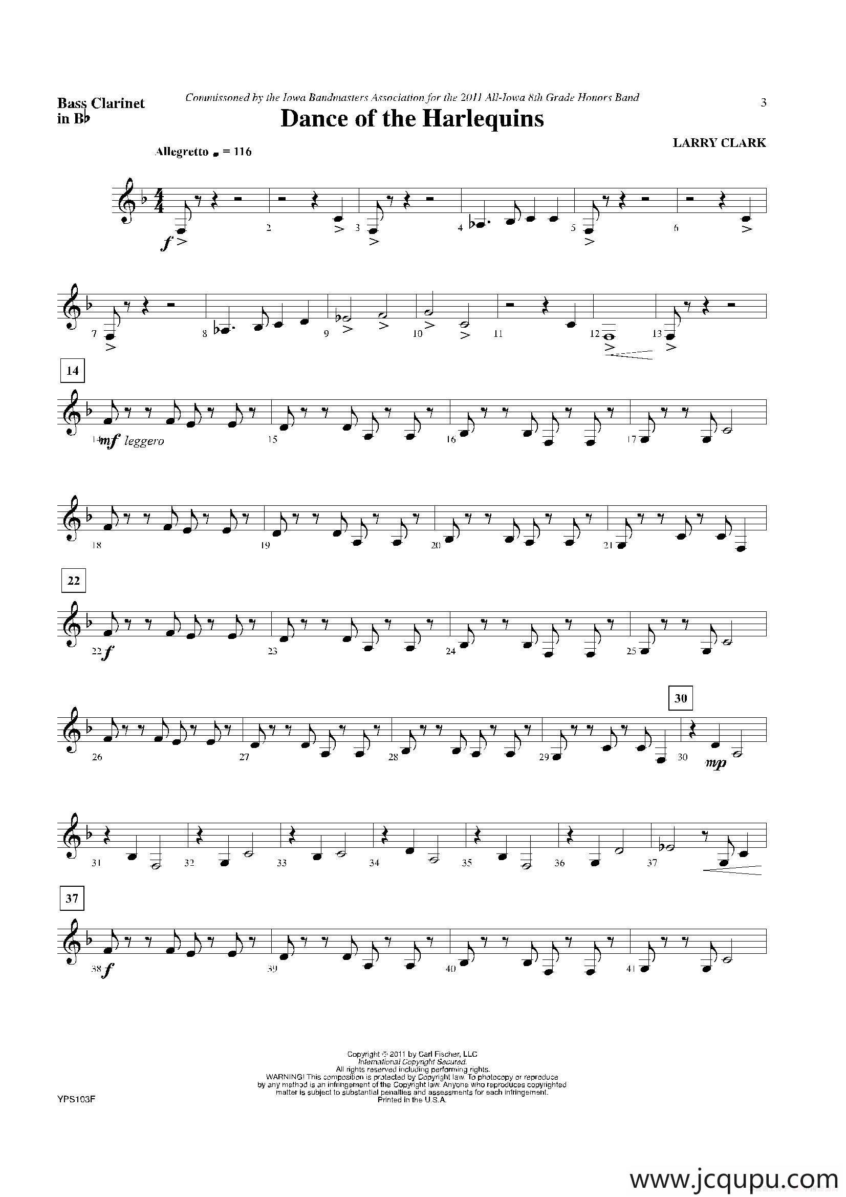 Dance of Harlequins（低音黑管分谱）简谱