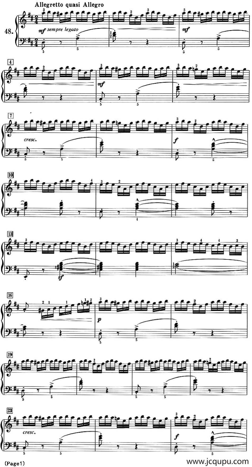 50首莱蒙钢琴练习曲 作品37（NO.48）简谱