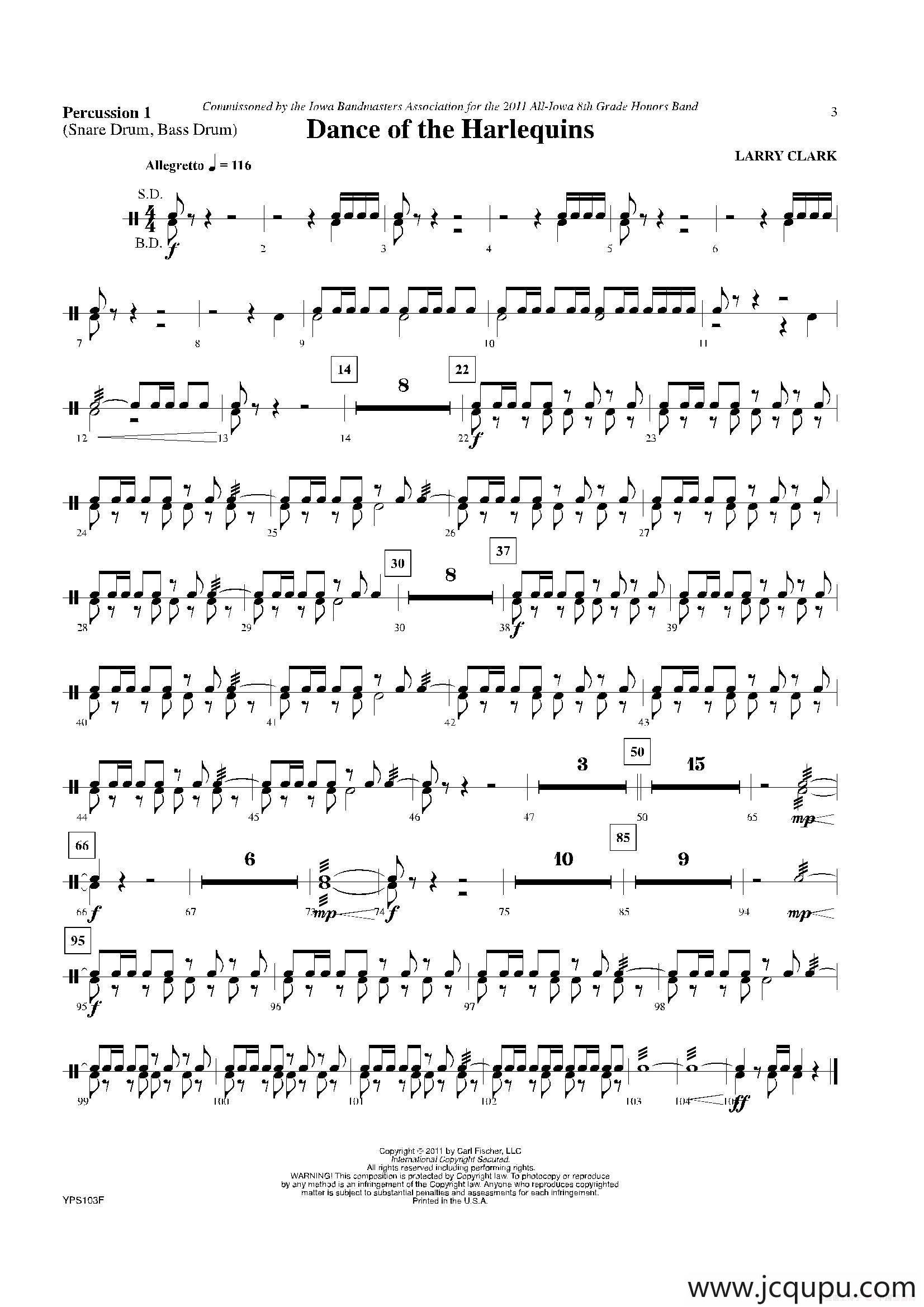 Dance of Harlequins（打击乐组Perc 1分谱）简谱