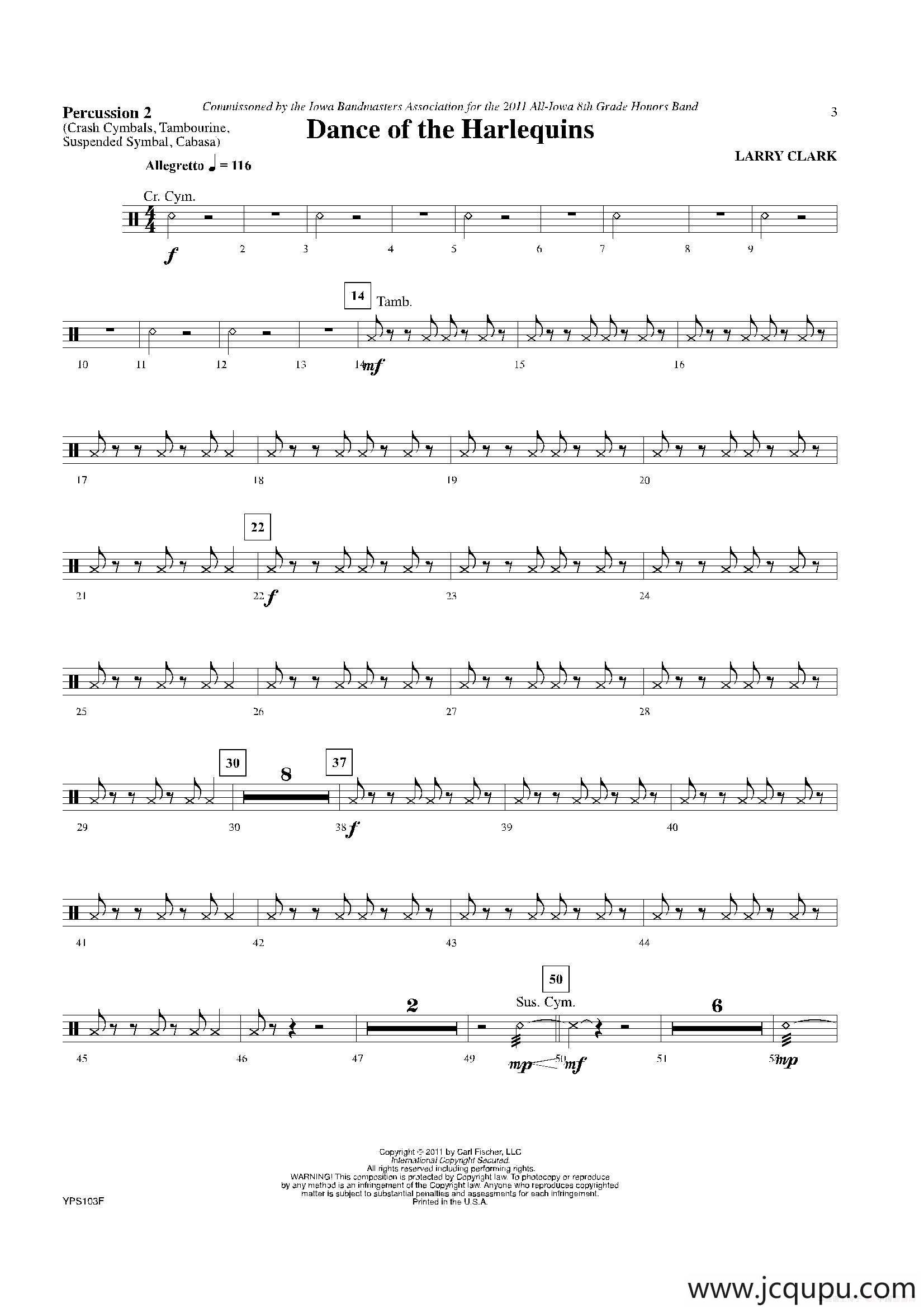 Dance of Harlequins（打击乐组Perc 2分谱）简谱