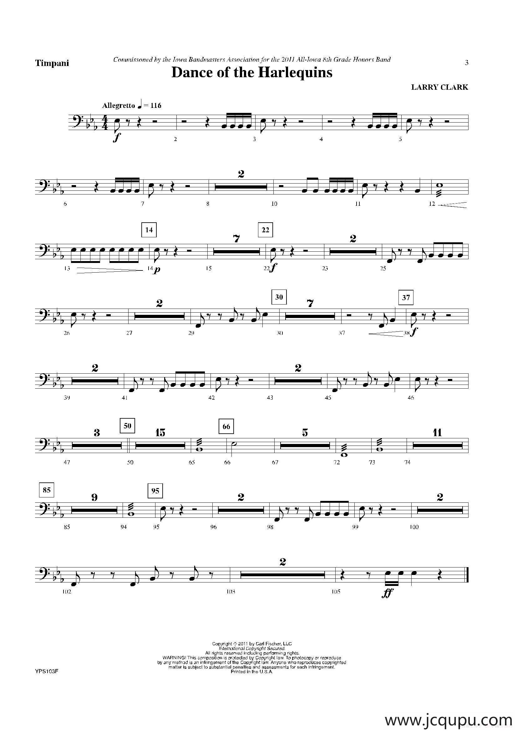 Dance of Harlequins（打击乐组Timp分谱）简谱