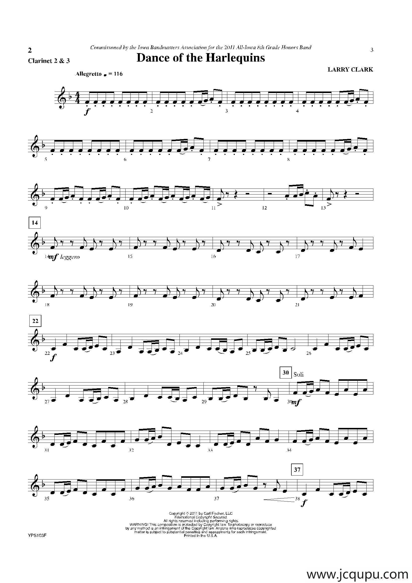 Dance of Harlequins（黑管 2、3分谱）简谱