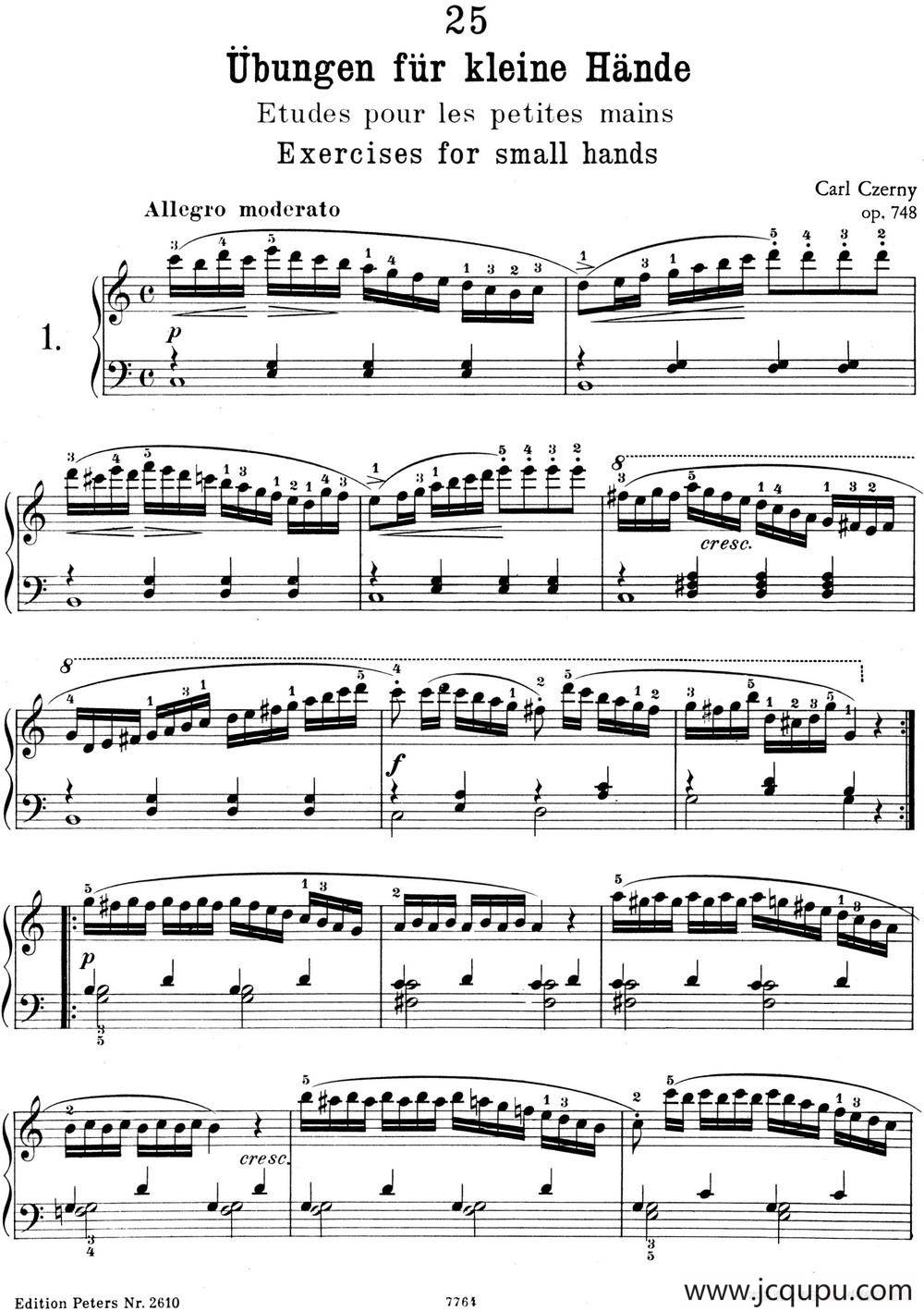 25首车尔尼Op.748练习曲（NO.1）简谱