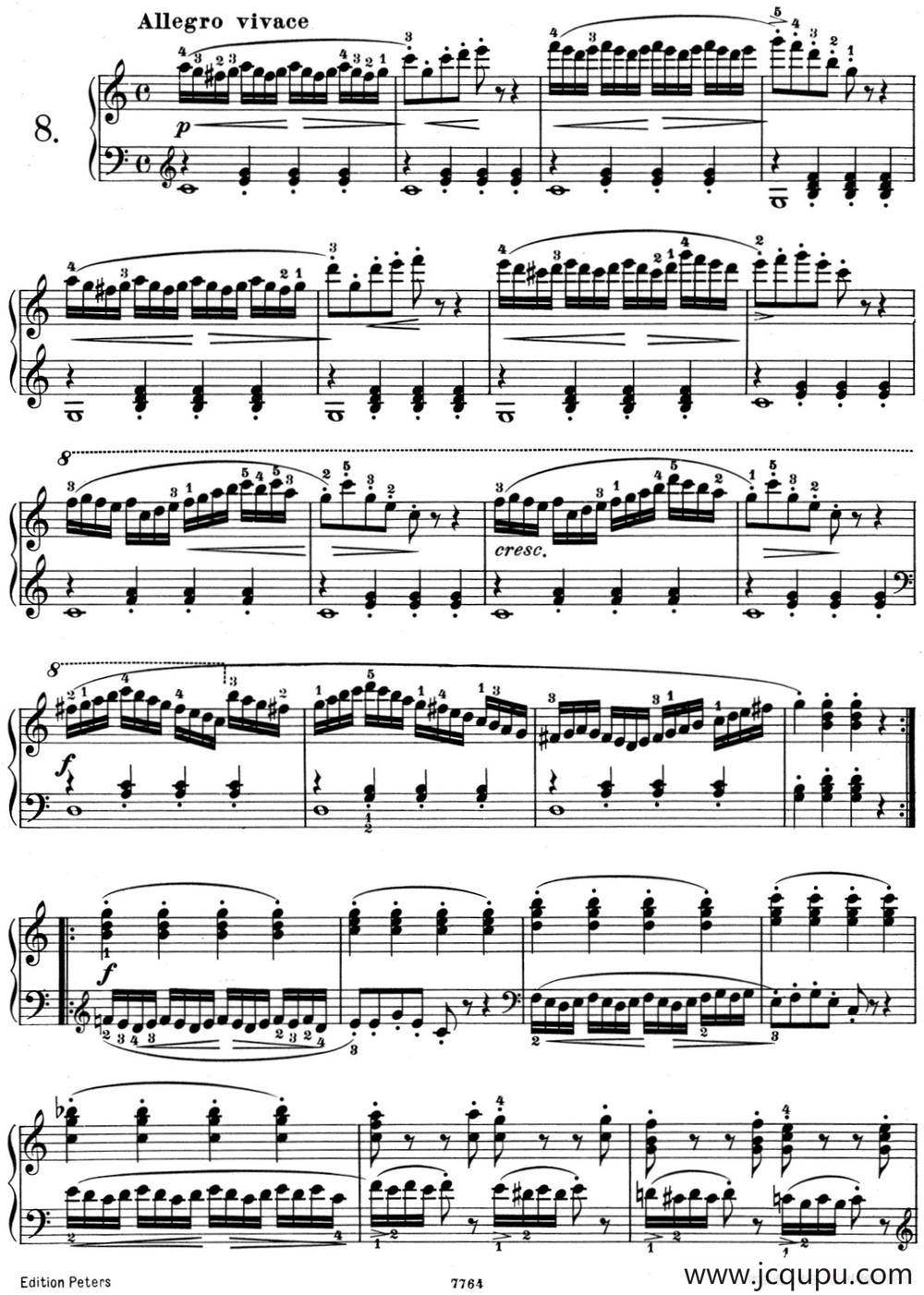 25首车尔尼Op.748练习曲（NO.8）简谱