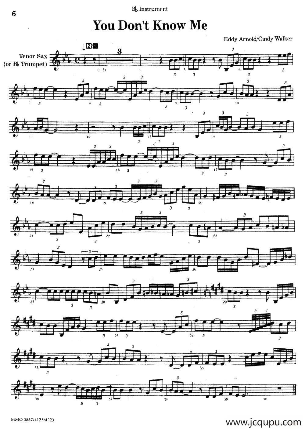 You Don't Know Me（次中音萨克斯谱）简谱