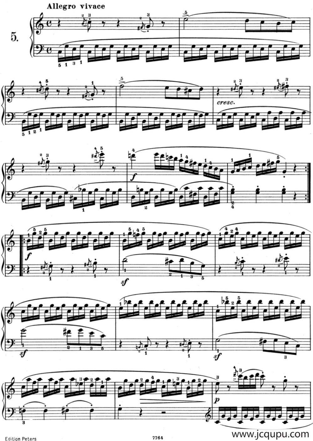 25首车尔尼Op.748练习曲（NO.5）简谱