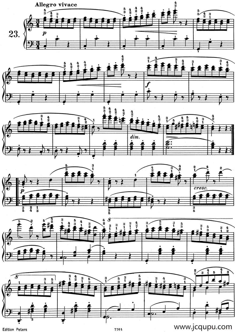 25首车尔尼Op.748练习曲（NO.23）简谱