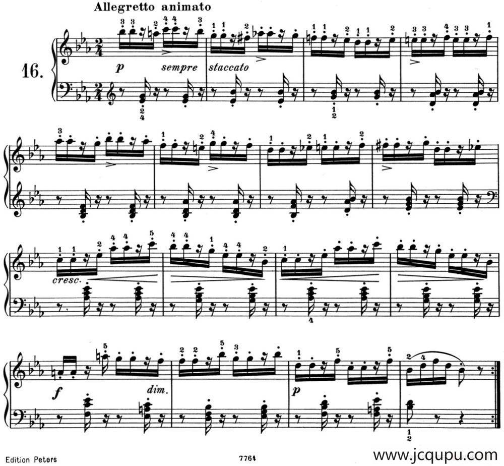 25首车尔尼Op.748练习曲（NO.16）简谱