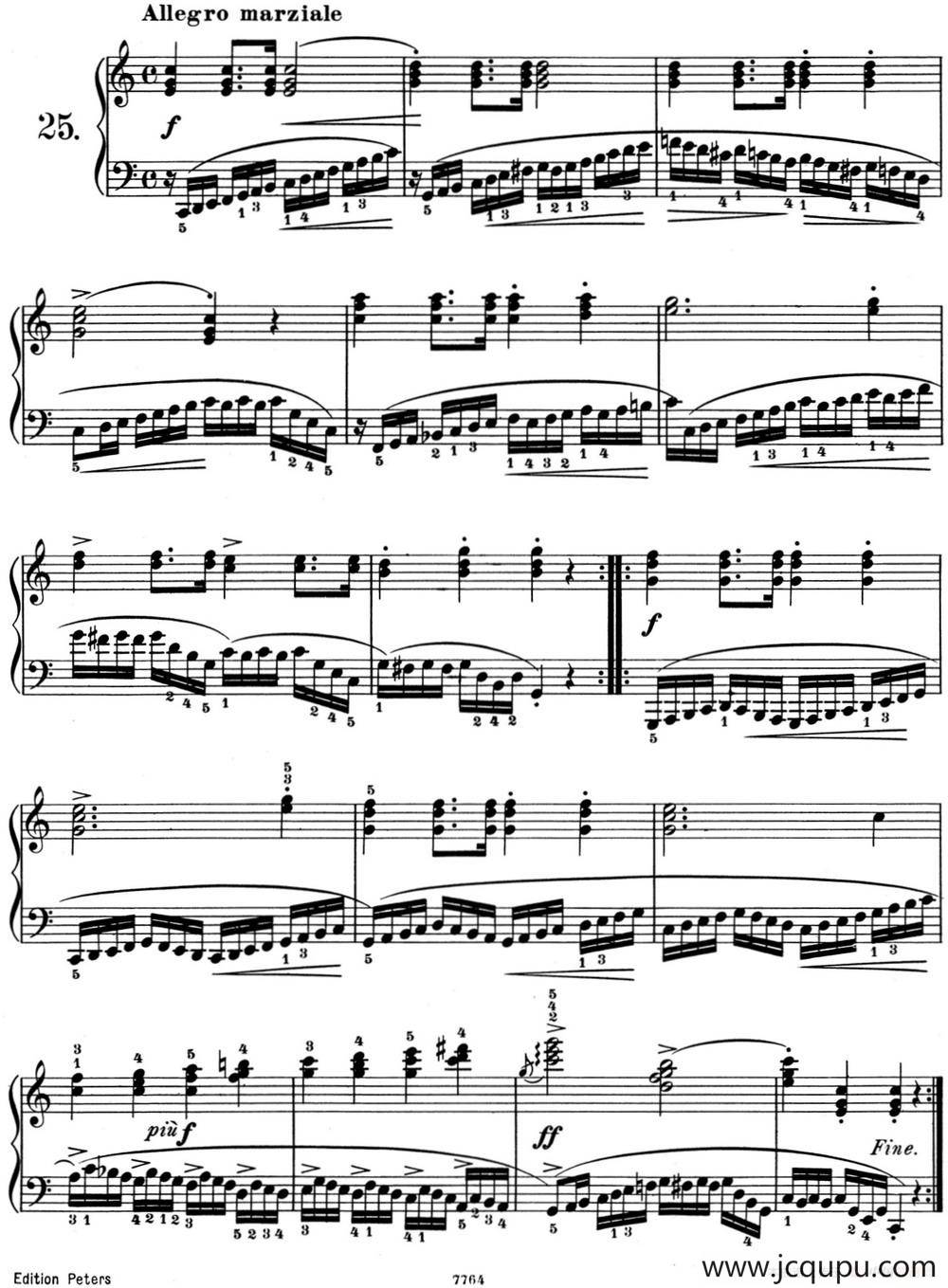 25首车尔尼Op.748练习曲（NO.25）简谱