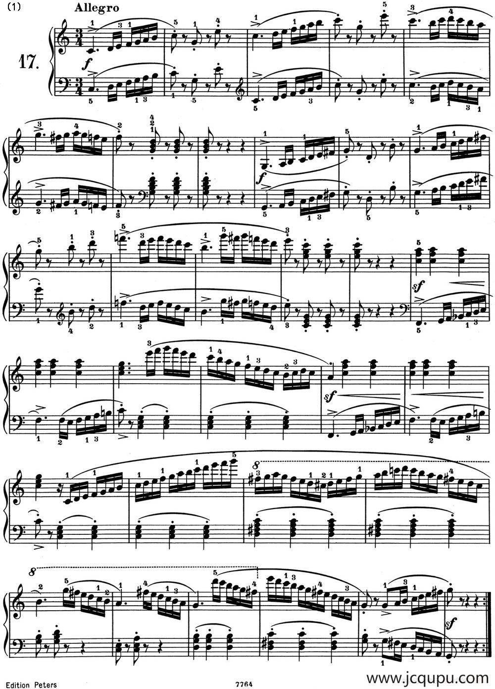 25首车尔尼Op.748练习曲（NO.17）简谱