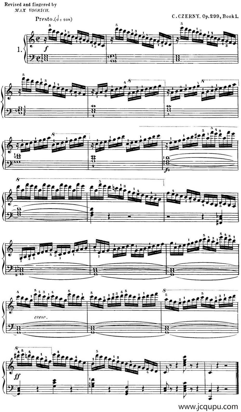 40首车尔尼Op.299钢琴快速练习曲（NO.1）简谱