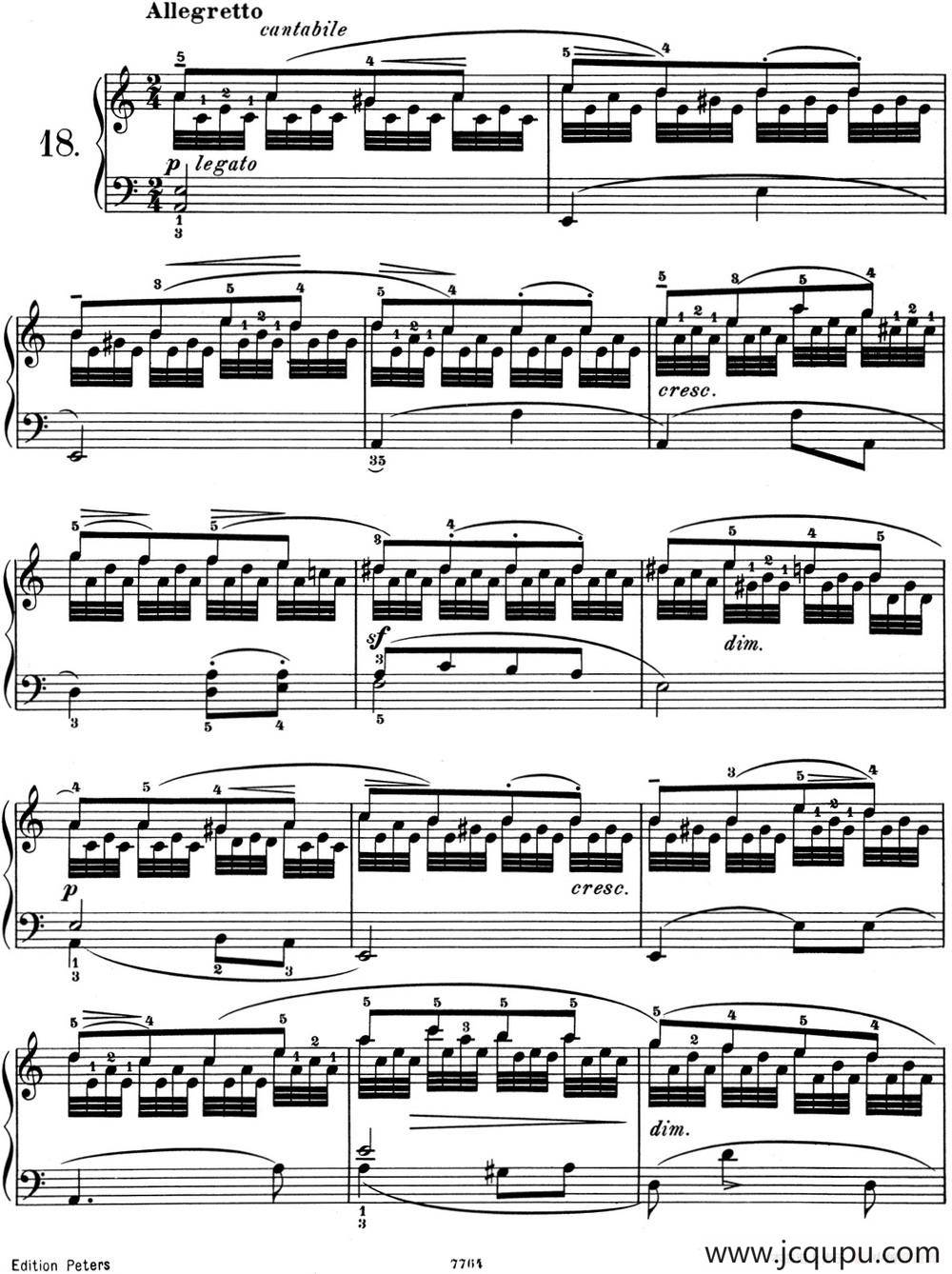 25首车尔尼Op.748练习曲（NO.18）简谱