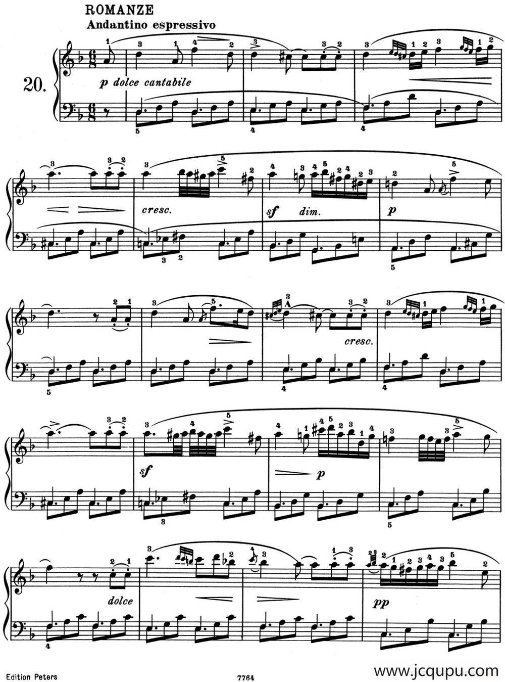 25首车尔尼Op.748练习曲（NO.20）简谱