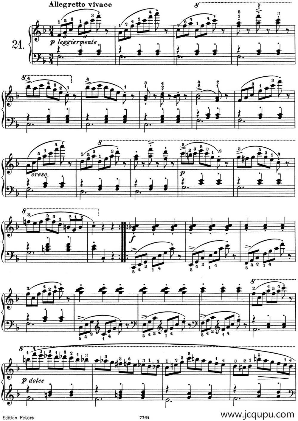 25首车尔尼Op.748练习曲（NO.21）简谱